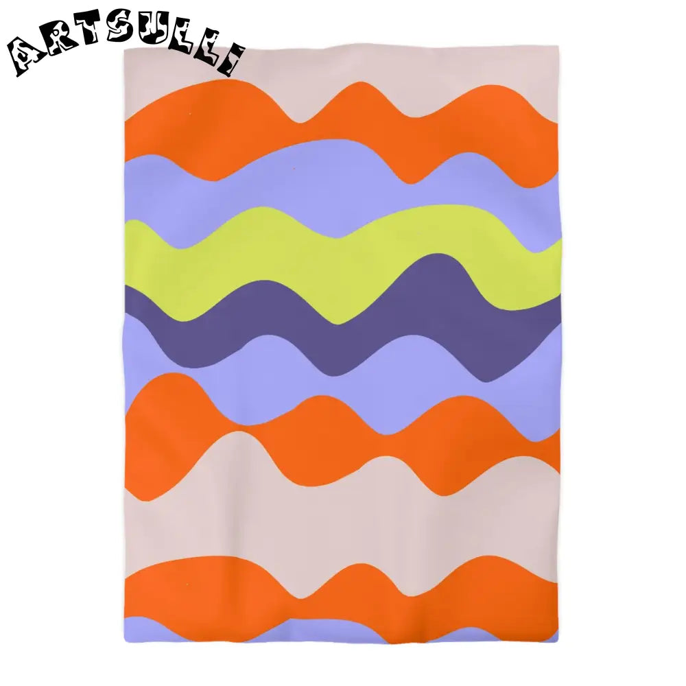 JAKKOUTTHEBXX Waves Red and Blue Microfiber Duvet Cover