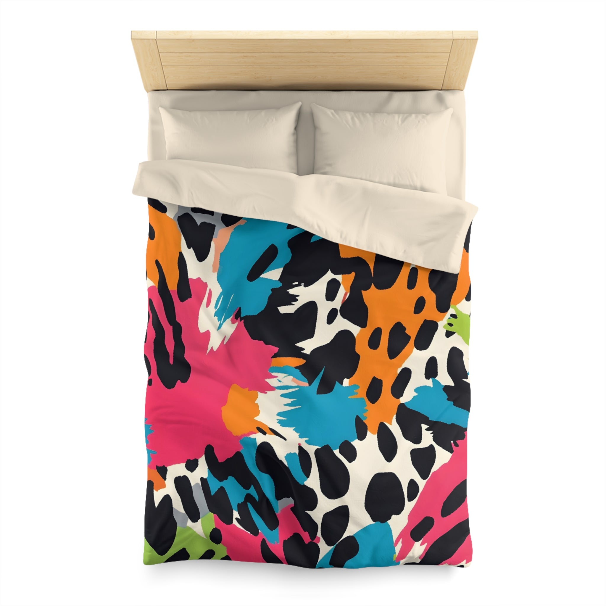 Wild Brush Strokes x Animal Print Multi-Color Microfiber Duvet Cover, Artsulli - Art is Long, Life is Short, Home Decor, , , , , , , 