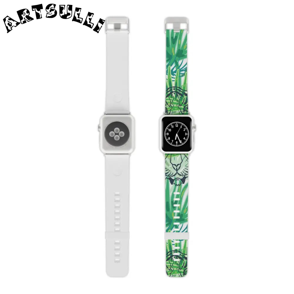 JAKKOUTTHEBXX Tropical Jungle Tigers Green Watch Band for Apple