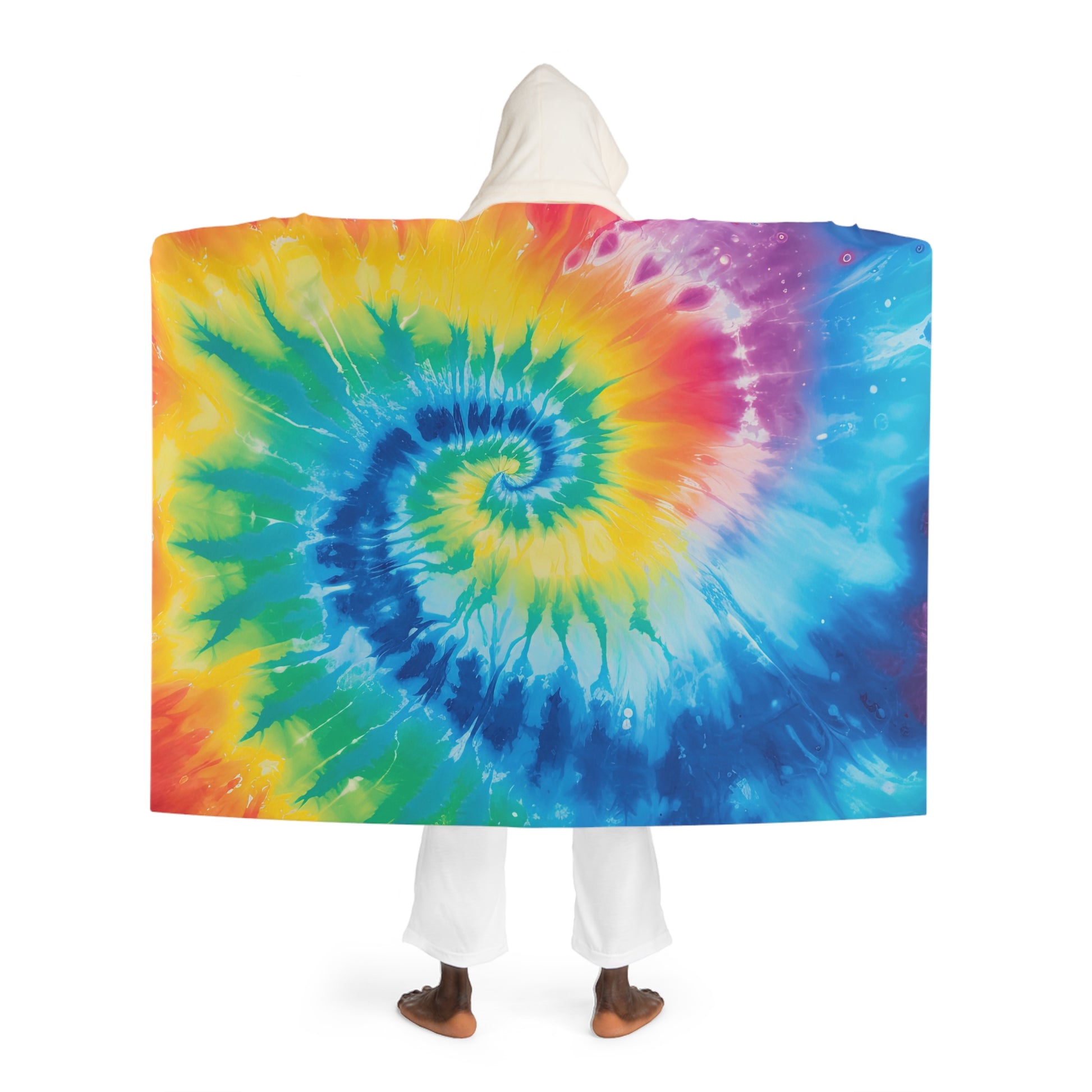 Tie Dye Hooded Sherpa Fleece Blanket, Artsulli - Art is Long, Life is Short, All Over Prints, , , , , , , 