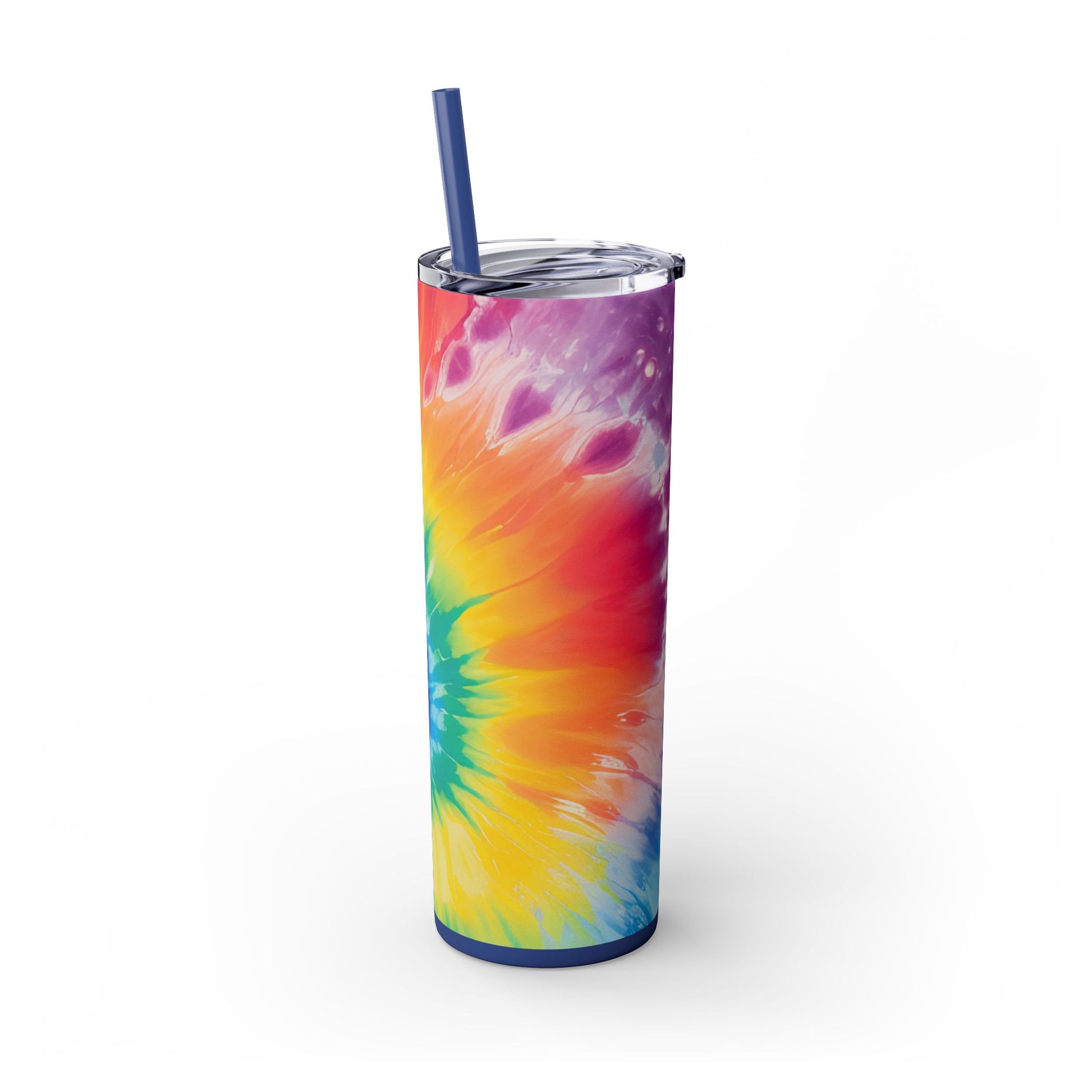 Tie Dye Skinny Tumbler with Straw, 20oz, Artsulli - Art is Long, Life is Short, Mug, , , , , , , 