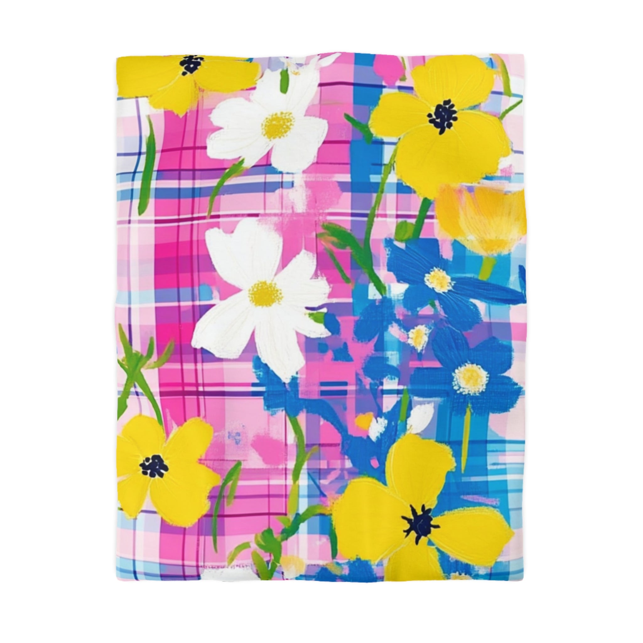 Plaid Garden Pink and Purple Microfiber Duvet Cover, Artsulli - Art is Long, Life is Short, Home Decor, Size, Twin, Color, Cream, , , 92228598579015