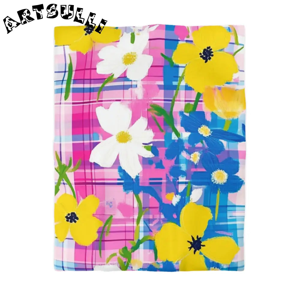 JAKKOUTTHEBXX Plaid Garden Pink and Purple Microfiber Duvet Cover