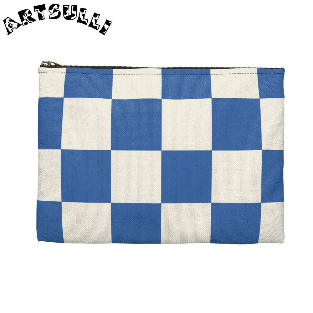 JAKKOUTTHEBXX Checkerboard Blue Accessory Pouch JAKKOUTTHEBXX