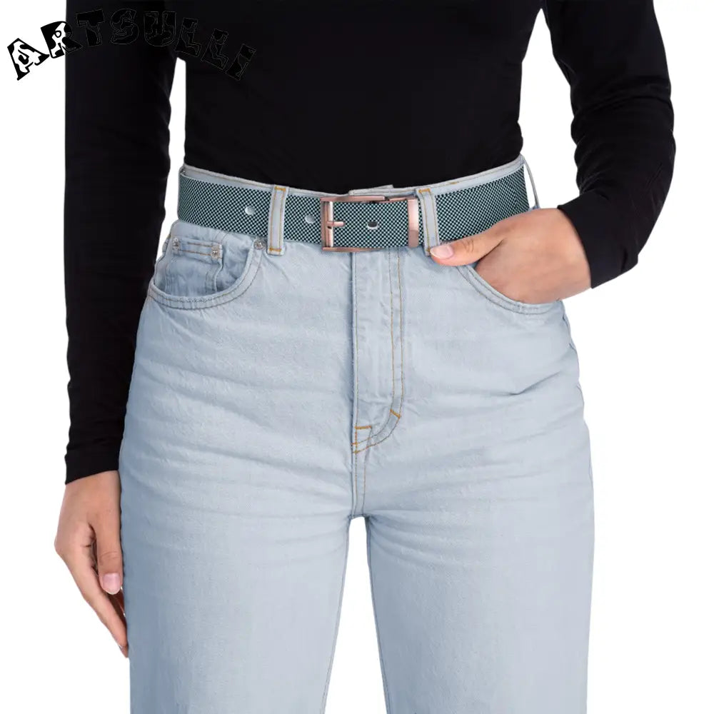 JAKKOUTTHEBXX Checkerboard Black and Blue Belt JAKKOUTTHEBXX