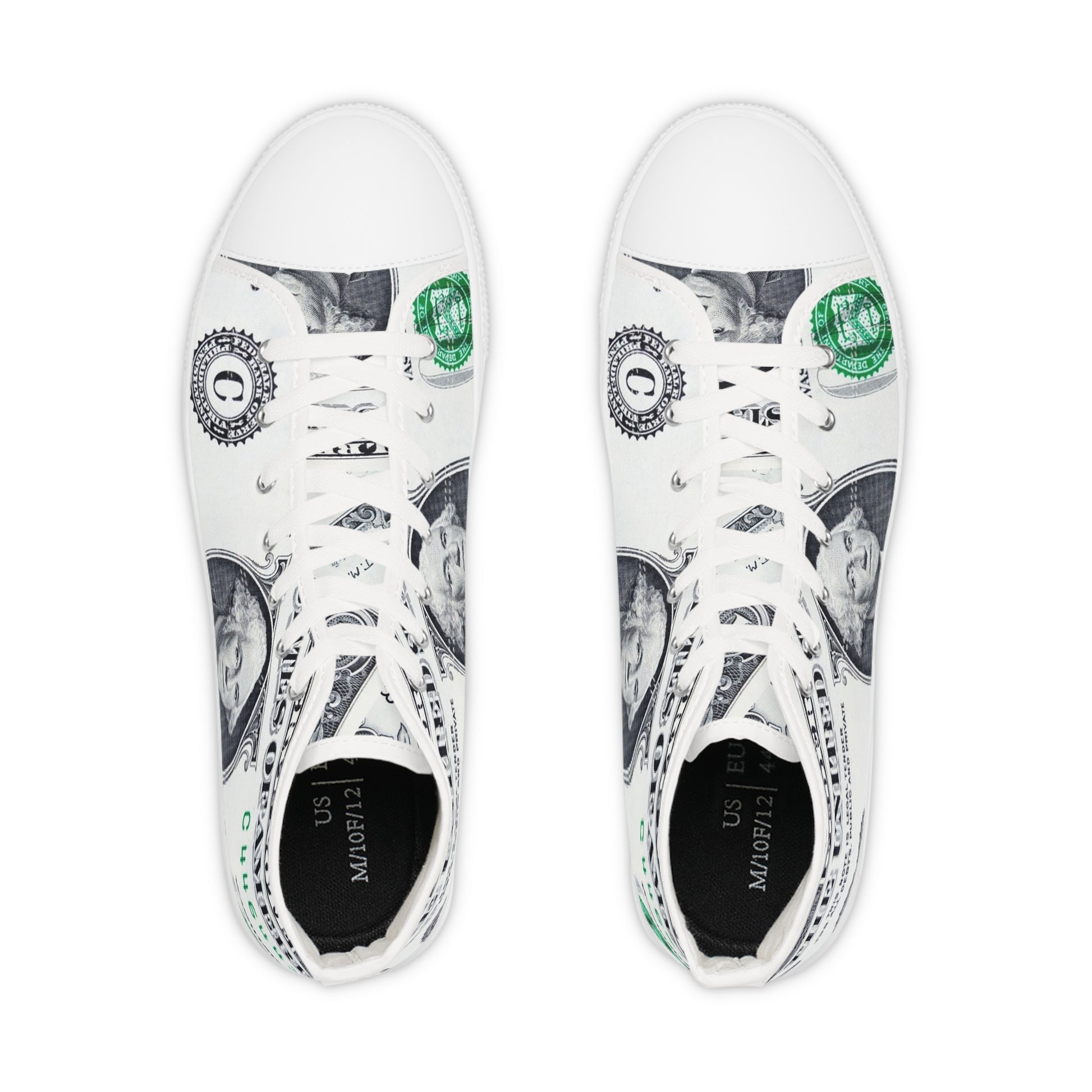Money Collage Men's High Top Sneakers, Artsulli - Art is Long, Life is Short, Shoes, , , , , , , 