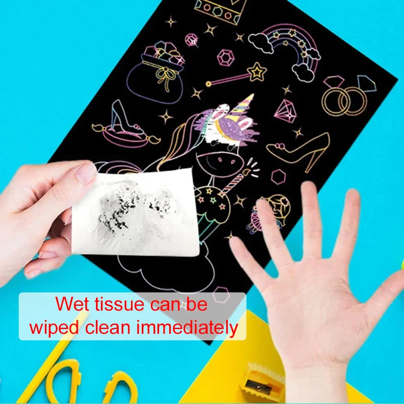 Children Scratch Painting Set Cartoon Colorful Card DIY Drawing Toys Early Education Template Art Supplies Birthday Gifts TMZ