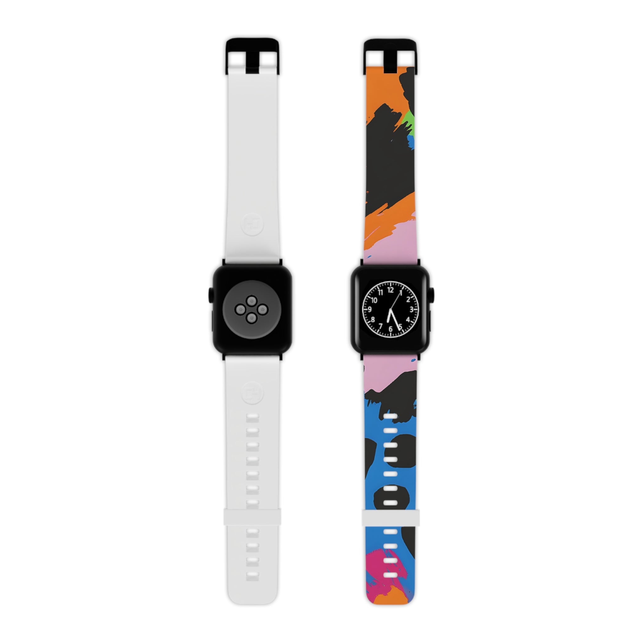 Wild Brush Strokes x Animal Print Multi-Color Watch Band for Apple Watch, Artsulli - Art is Long, Life is Short, Accessories, Size, 7.5'' × 0.75'' / 42 - 44 mm, Color, Black, , , 26446974555071560010