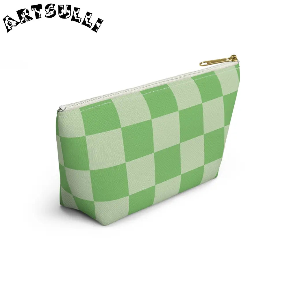 JAKKOUTTHEBXX Checkerboard Green Accessory Pouch w T-bottom
