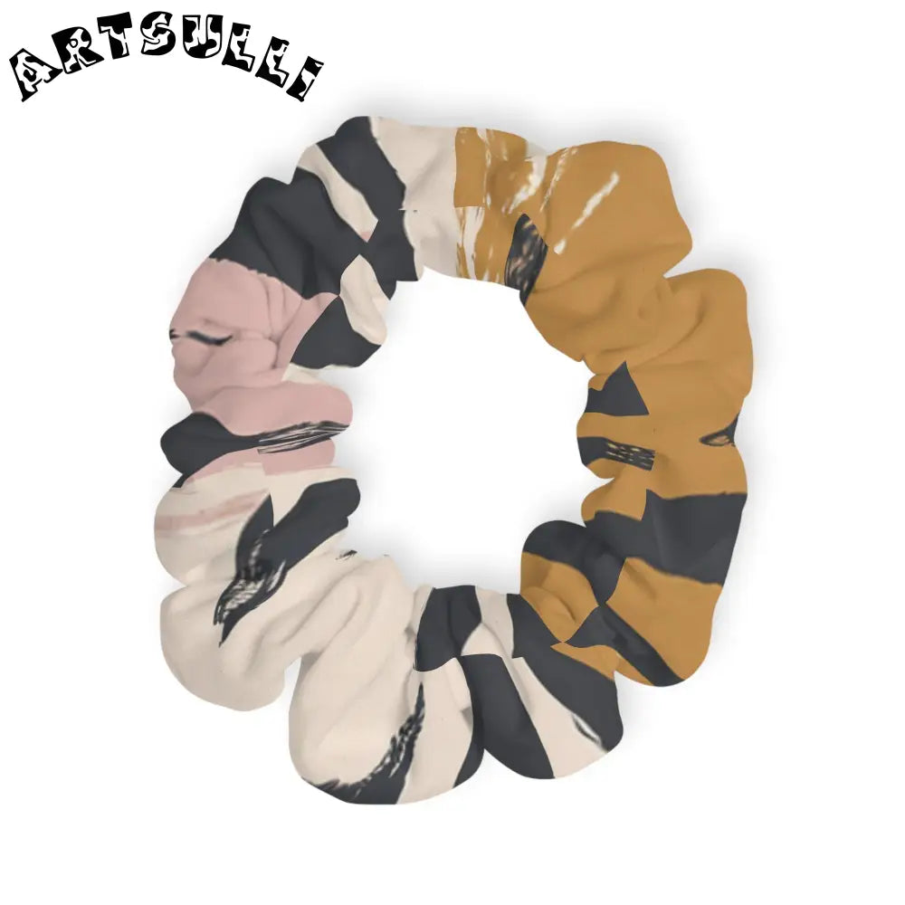 JAKKOUTTHEBXX Abstract Stripe Jersey Knit Fabric Scrunchie in Black