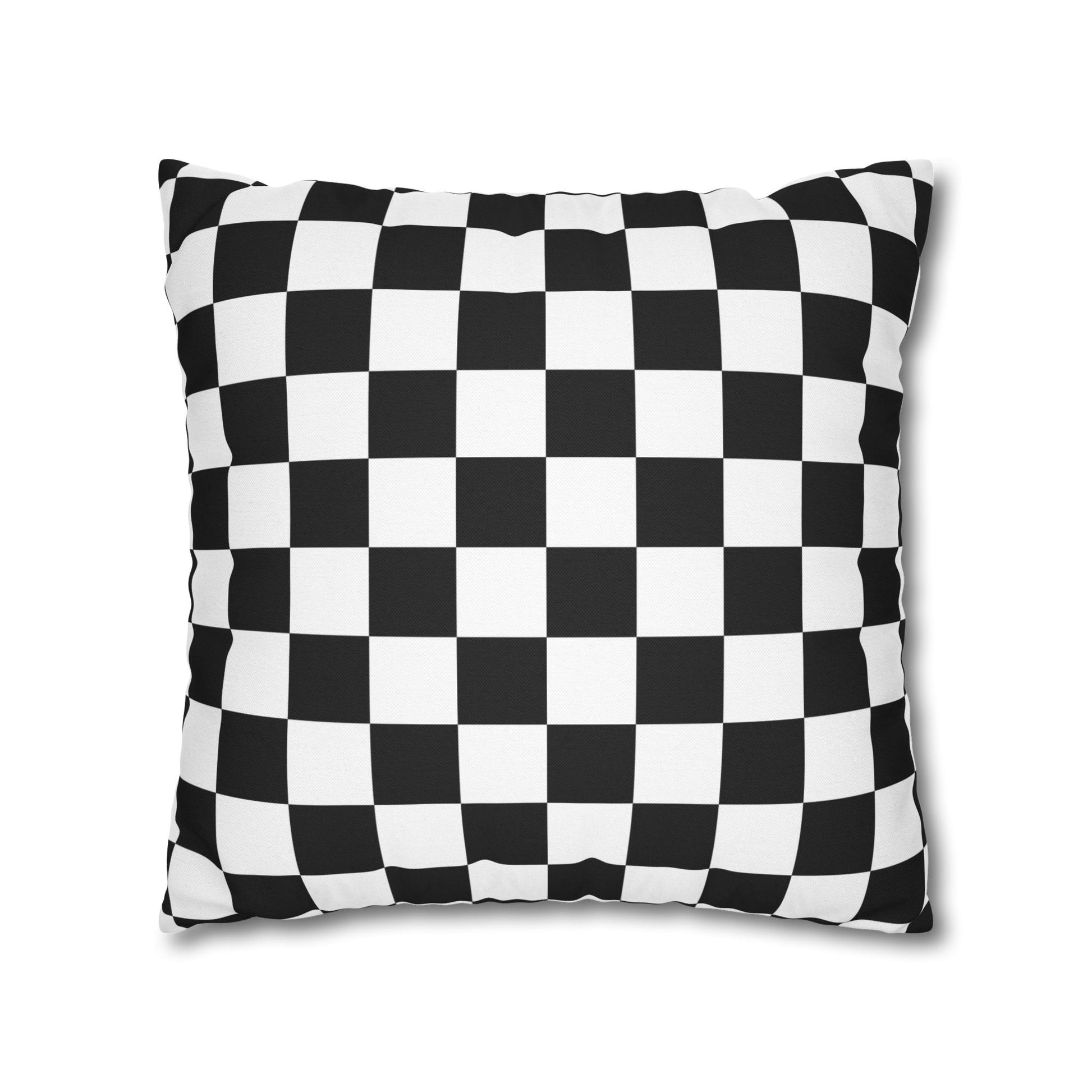 Checkerboard Black and White Spun Polyester Square Pillowcase, Artsulli - Art is Long, Life is Short, Home Decor, , , , , , , 