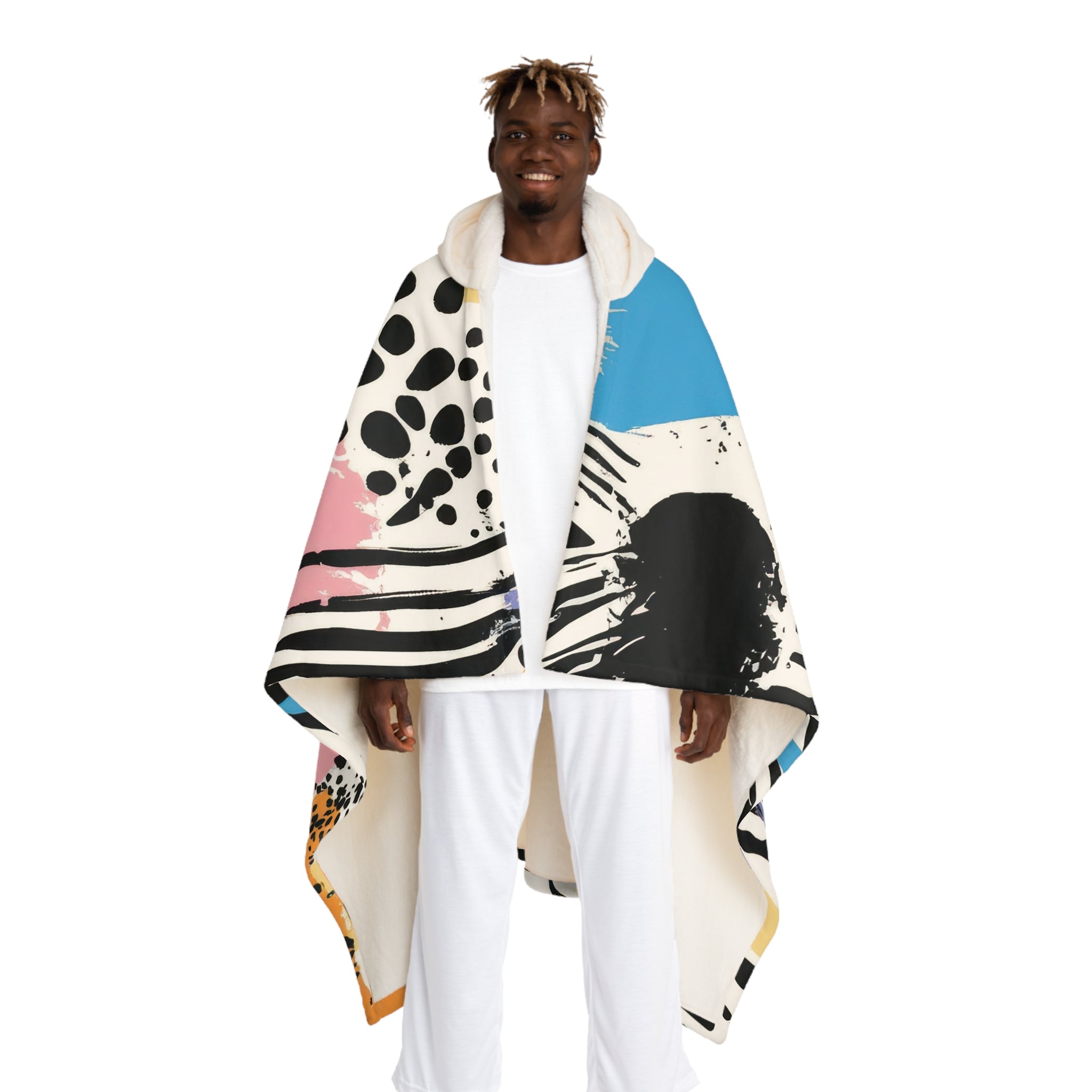 Rae Zebra Rhapsody II Hooded Sherpa Fleece Blanket, Artsulli - Art is Long, Life is Short, All Over Prints, Size, One size, Color, Cream, , , 98107329894729