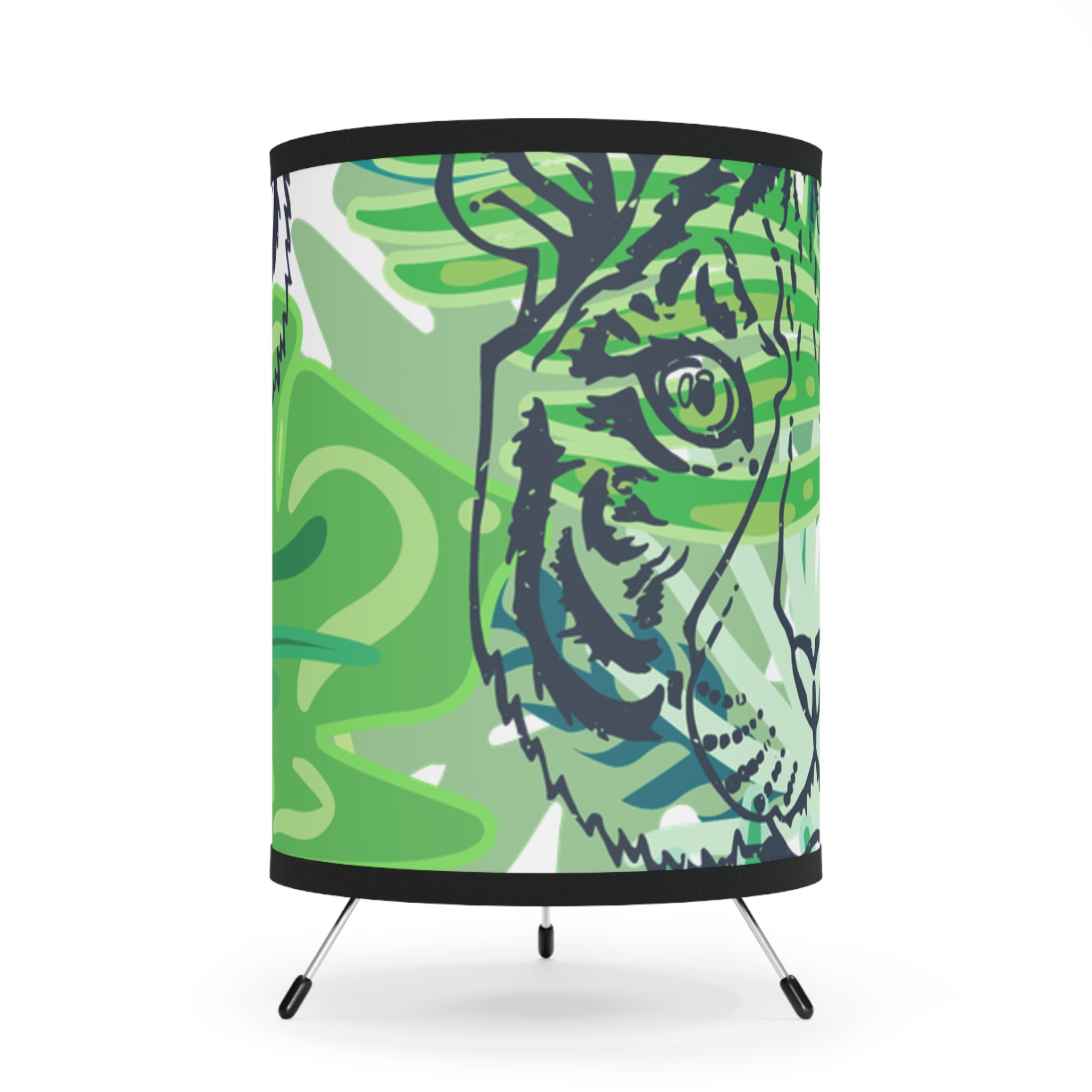 Tropical Jungle Tigers Green Tripod Lamp with High-Res Printed Shade, US\CA plug, Artsulli - Art is Long, Life is Short, Home Decor, Size, One size, Color, Black, , , 14867144628492
