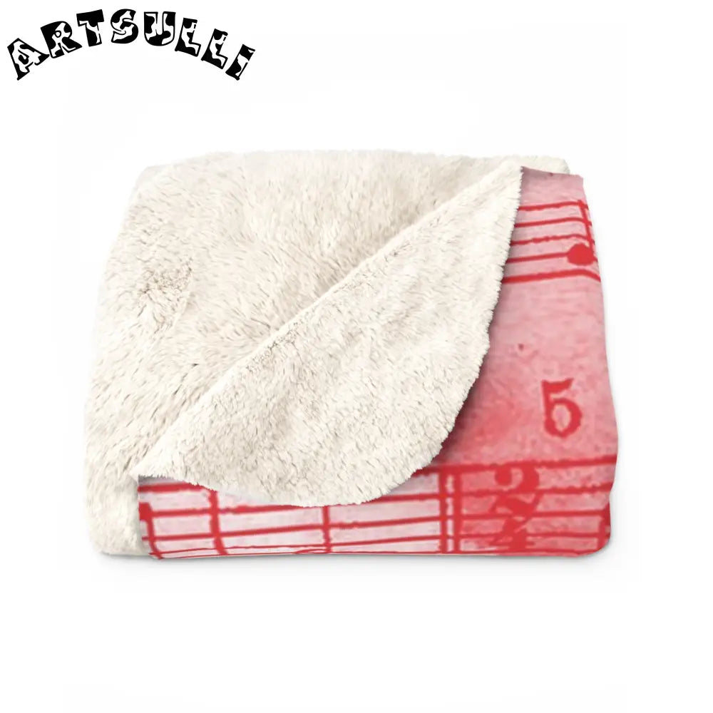 JAKKOUTTHEBXX Pink Watercolor Sheet Music Fleece Blanket 2025