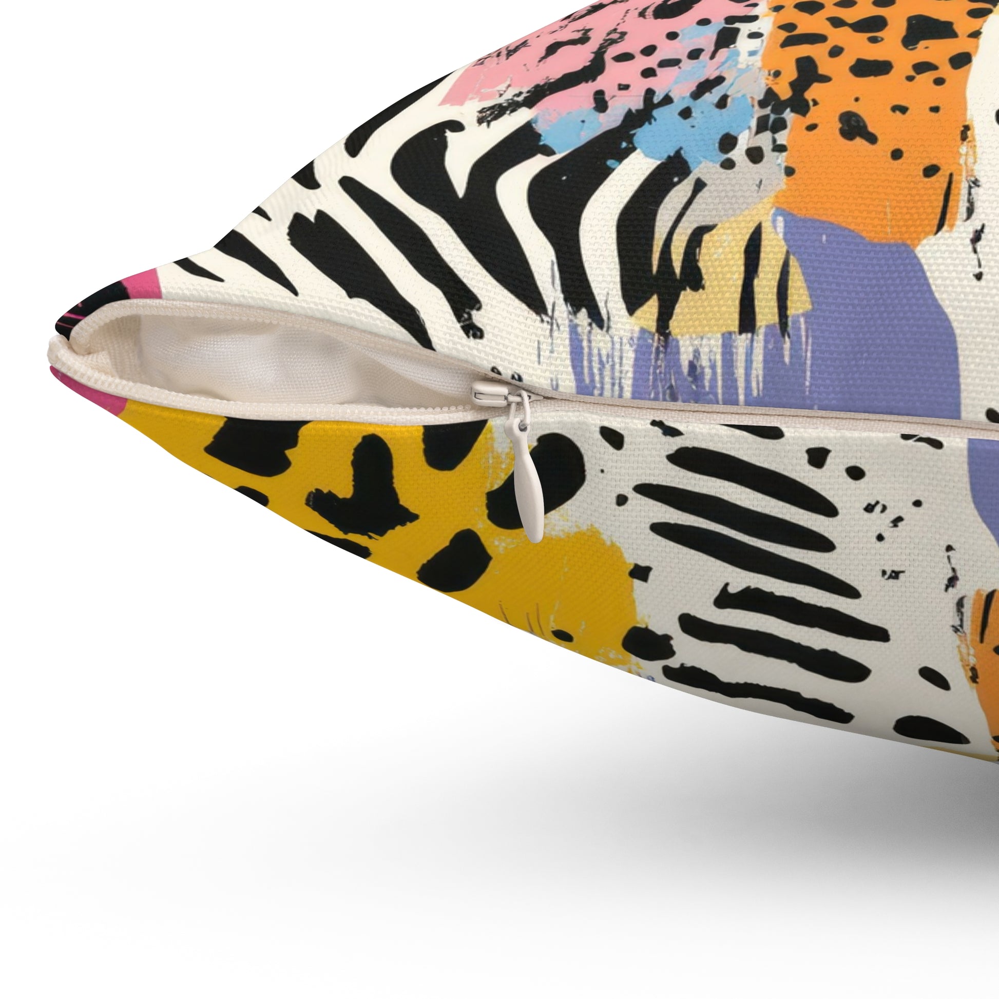 Animal Print x Paint Brush Strokes Multi-Color Spun Polyester Square Pillow, Artsulli - Art is Long, Life is Short, Home Decor, , , , , , , 