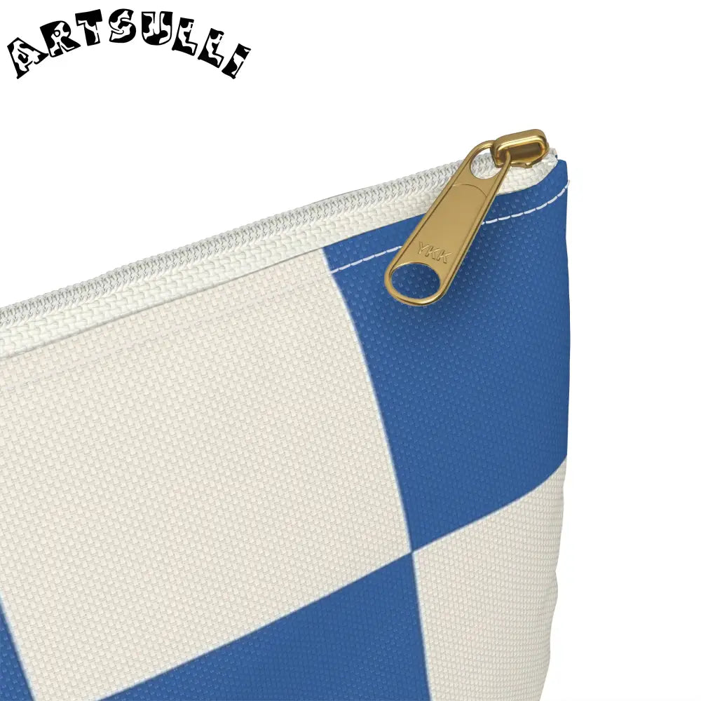 JAKKOUTTHEBXX Checkerboard Blue Accessory Pouch JAKKOUTTHEBXX
