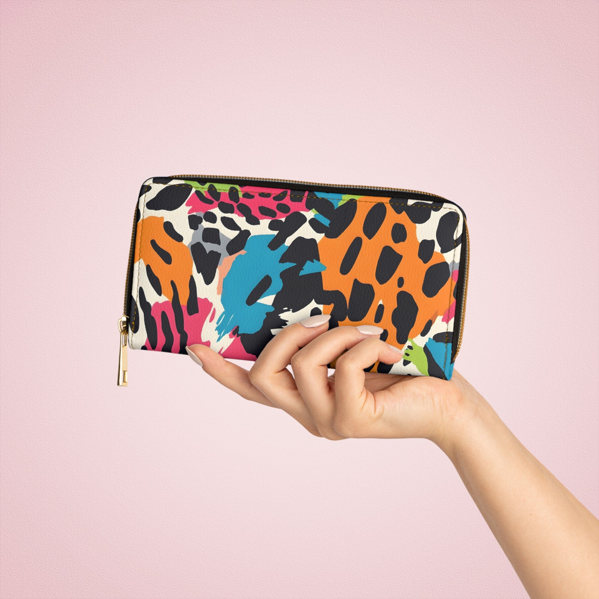 Wild Brush Strokes x Animal Print Multi-Color Zipper Wallet, Artsulli - Art is Long, Life is Short, Accessories, , , , , , , 