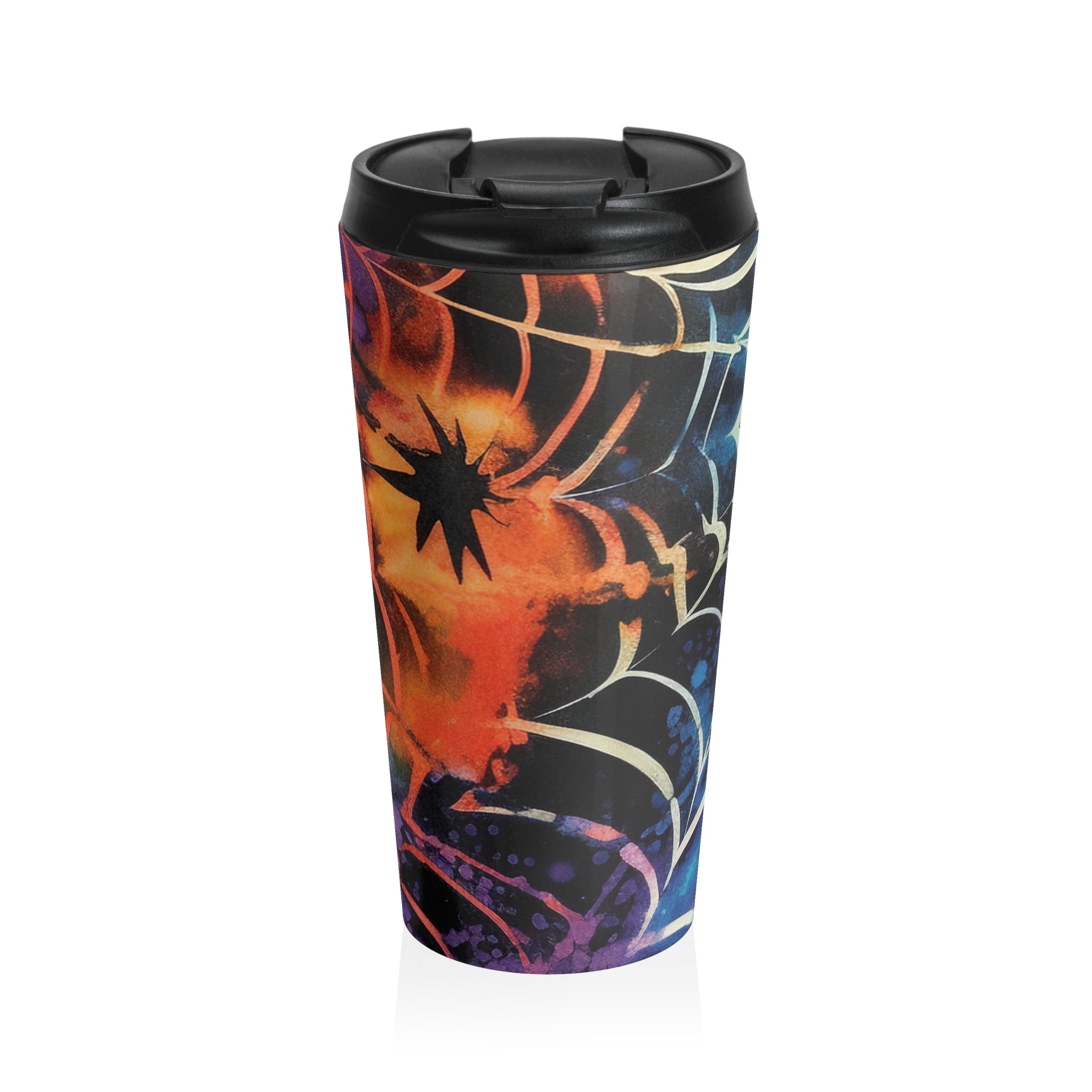 Spider Web Tie Dye Stainless Steel Travel Mug, Artsulli - Art is Long, Life is Short, Mug, Size, 15oz, , , , , 19412724607142093960