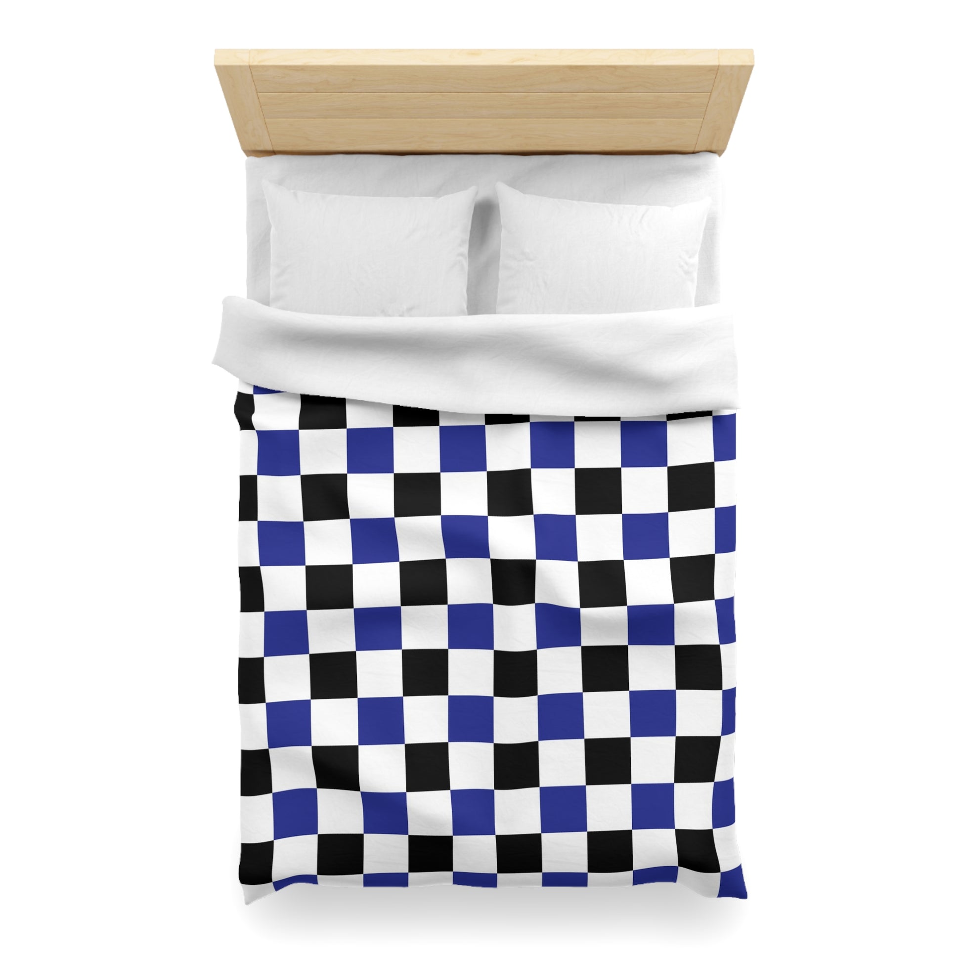 Checkerboard Blue White and Black Microfiber Duvet Cover, Artsulli - Art is Long, Life is Short, Home Decor, , , , , , , 