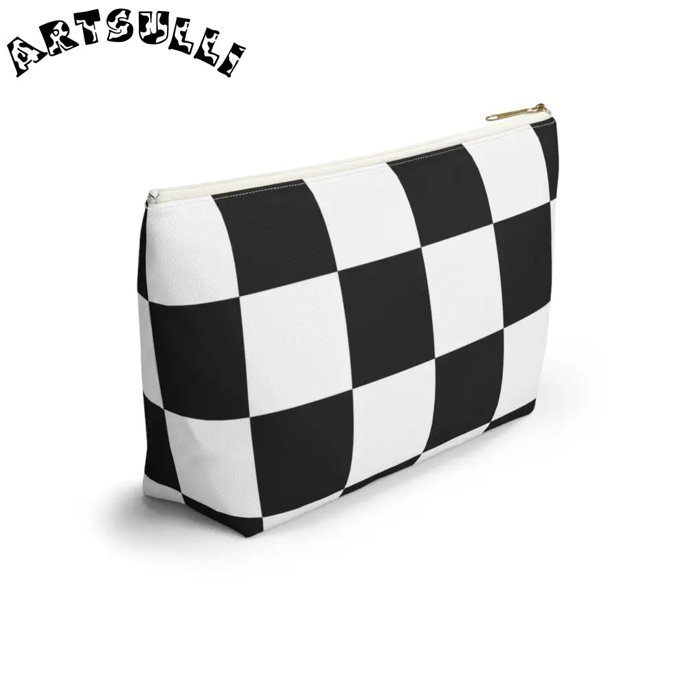 JAKKOUTTHEBXX Checkerboard Black and White Accessory Pouch w
