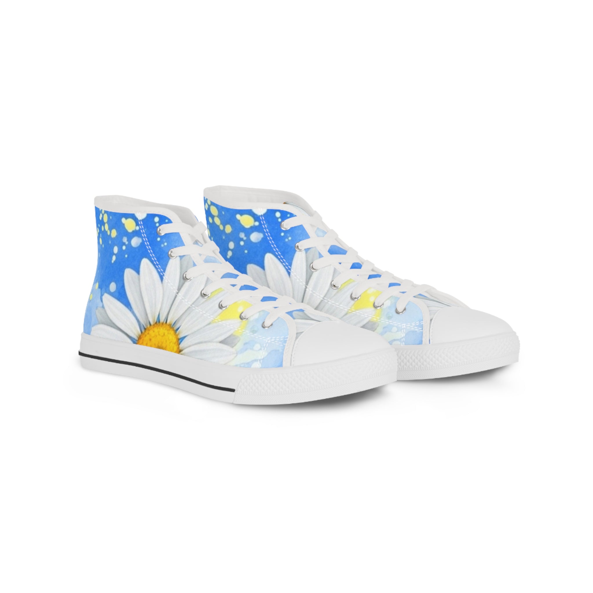 Daisies Men's High Top Sneakers, Artsulli - Art is Long, Life is Short, Shoes, Size, US 5, Color, White sole, , , 22498512945491554124