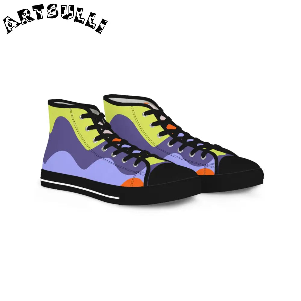 JAKKOUTTHEBXX Waves Yellow and Blue Men’s High Top Sneakers