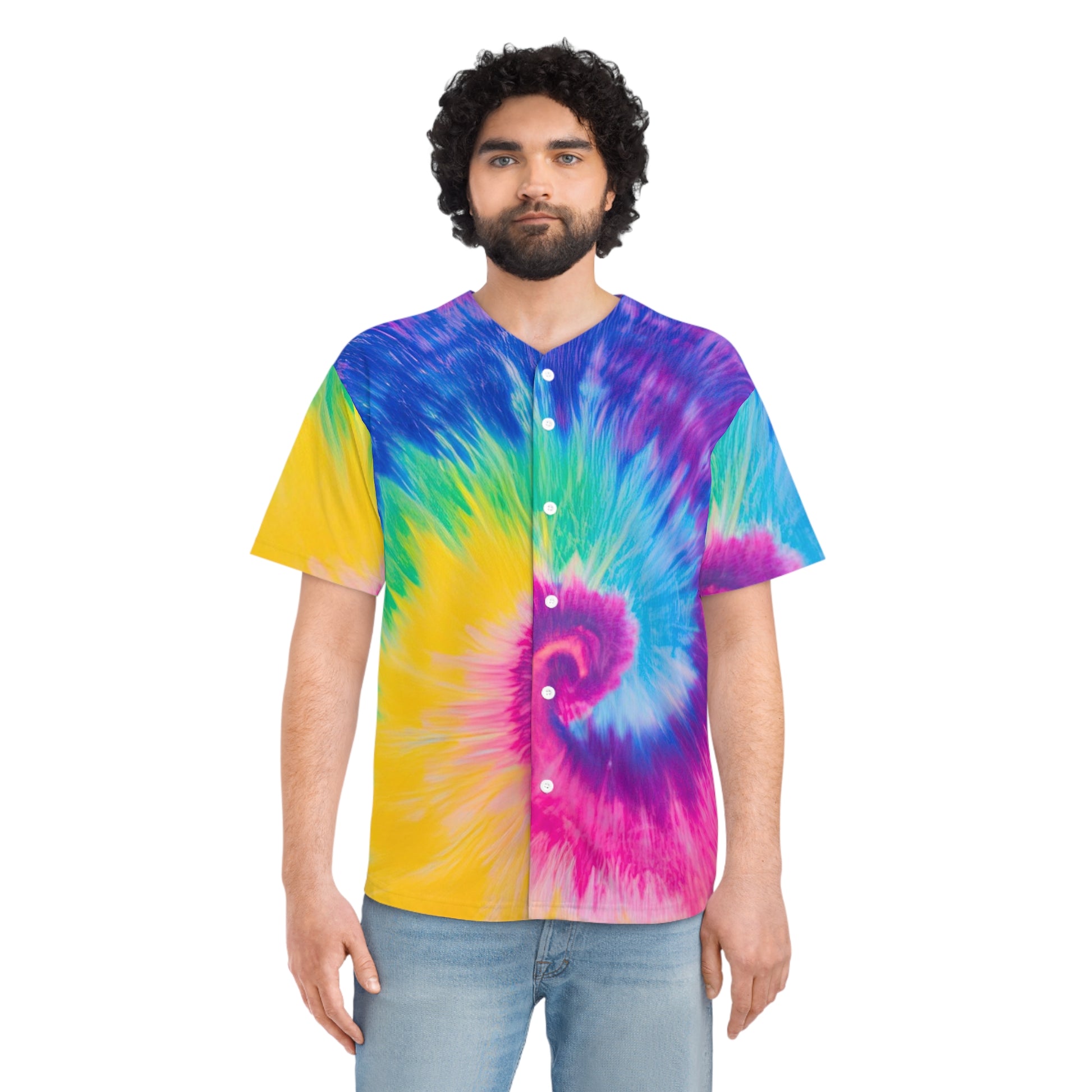 Psychedelic Tie Dye Men's Baseball Jersey (AOP), Artsulli - Art is Long, Life is Short, All Over Prints, , , , , , , 
