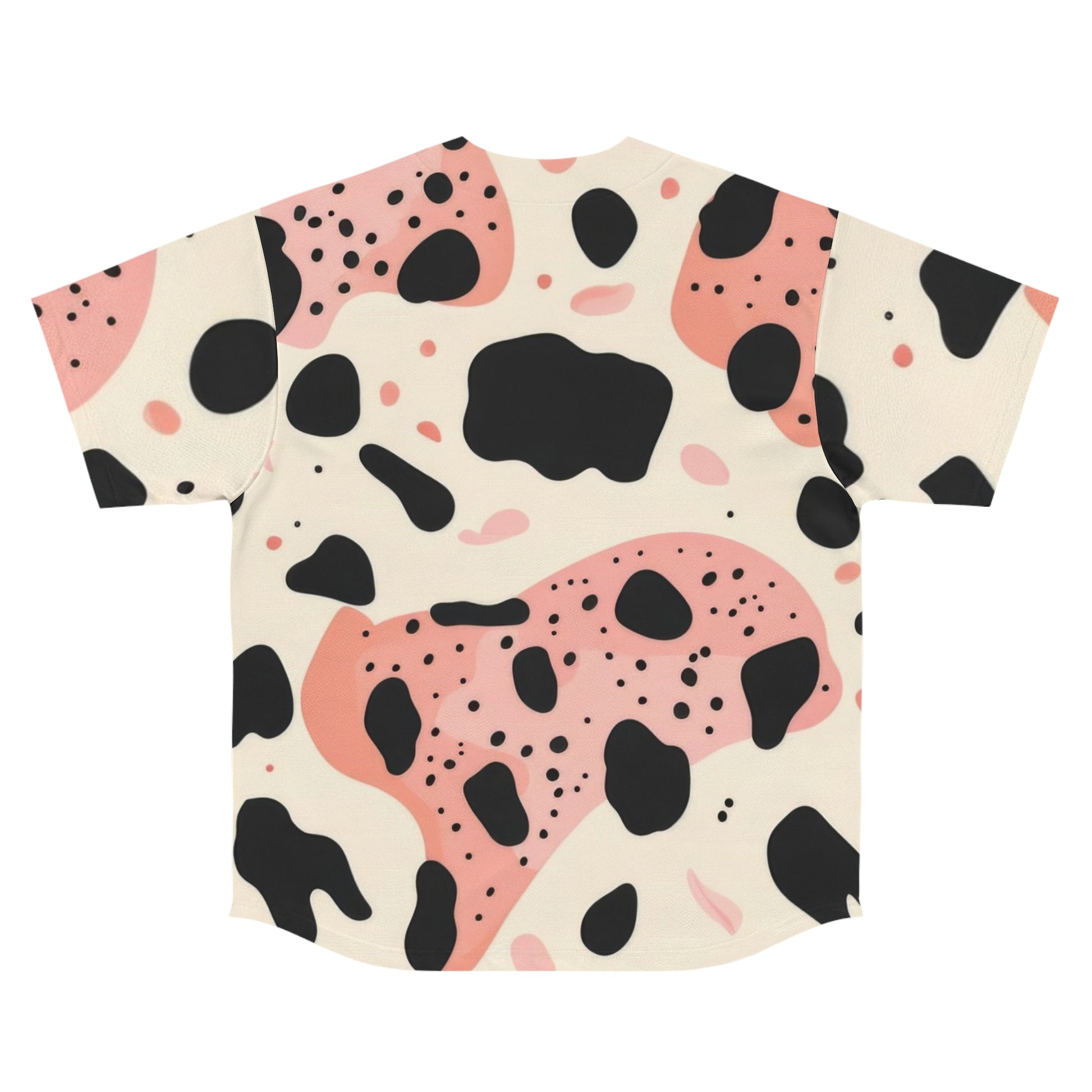 Organic Cow Print Cream and Pink Men's Baseball Jersey (AOP), Artsulli - Art is Long, Life is Short, All Over Prints, , , , , , , 