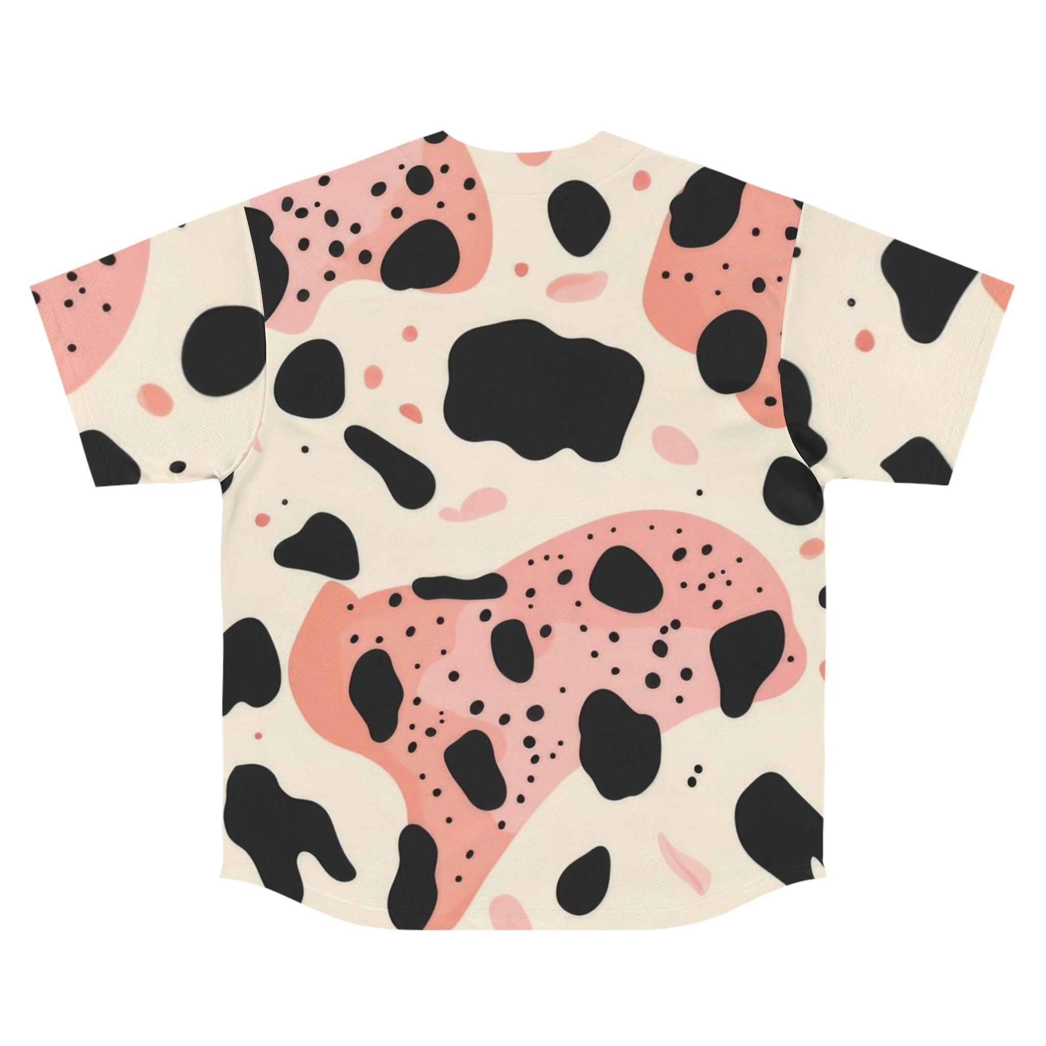Organic Cow Print Cream and Pink Men's Baseball Jersey (AOP), Artsulli - Art is Long, Life is Short, All Over Prints, , , , , , , 