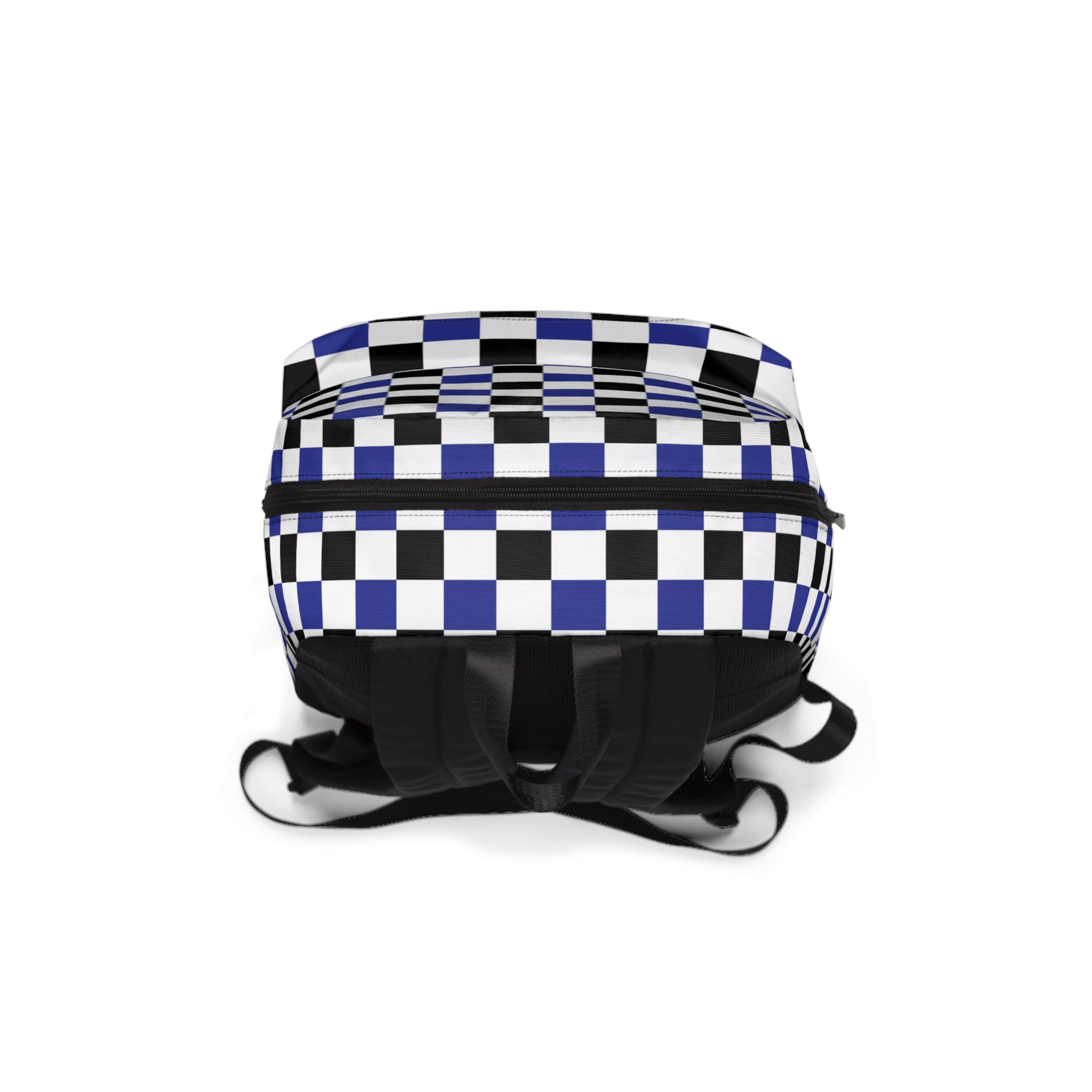 Checkerboard Blue White and Black Unisex Classic Backpack, Artsulli - Art is Long, Life is Short, Bags, , , , , , , 