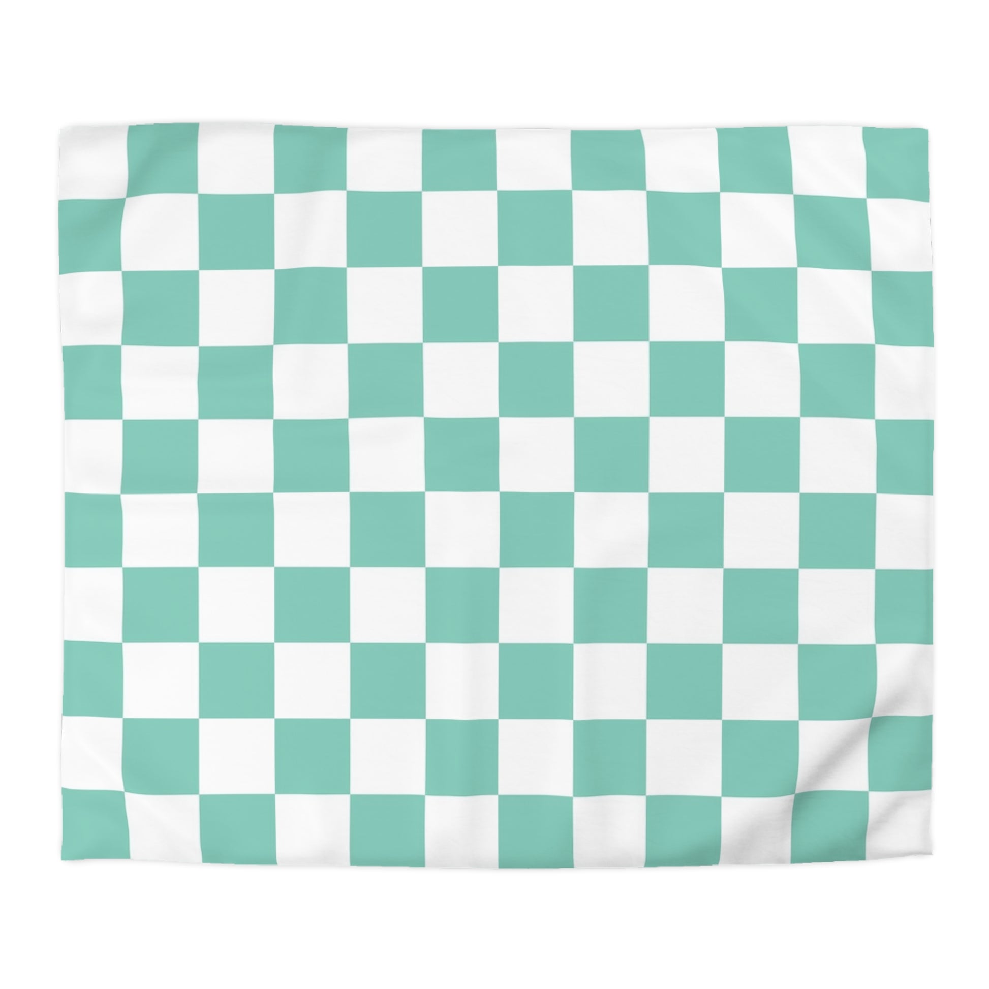 Checkerboard Light Green Microfiber Duvet Cover, Artsulli - Art is Long, Life is Short, Home Decor, Size, King, Color, Cream, , , 20660993635826085995