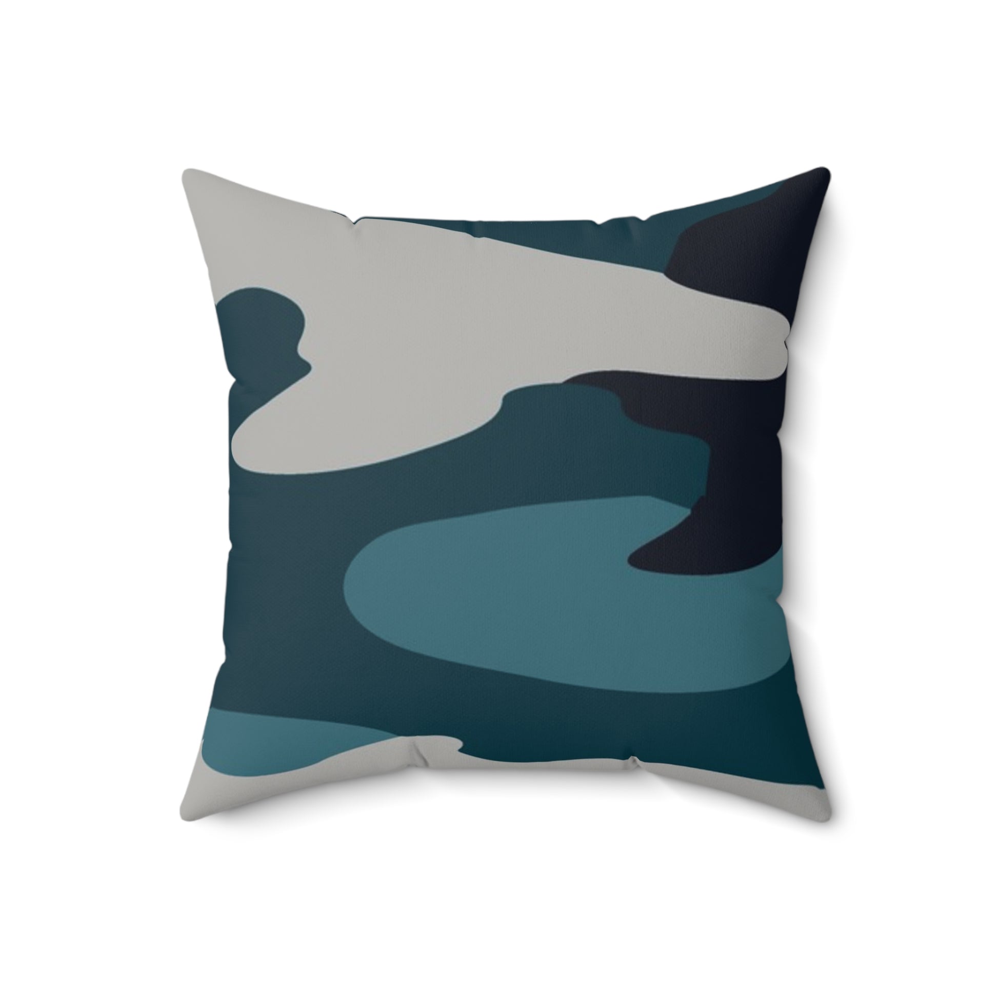 Blue Camouflage Faux Suede Square Pillow, Artsulli - Art is Long, Life is Short, Home Decor, Size, 18" × 18", , , , , 10514827778016