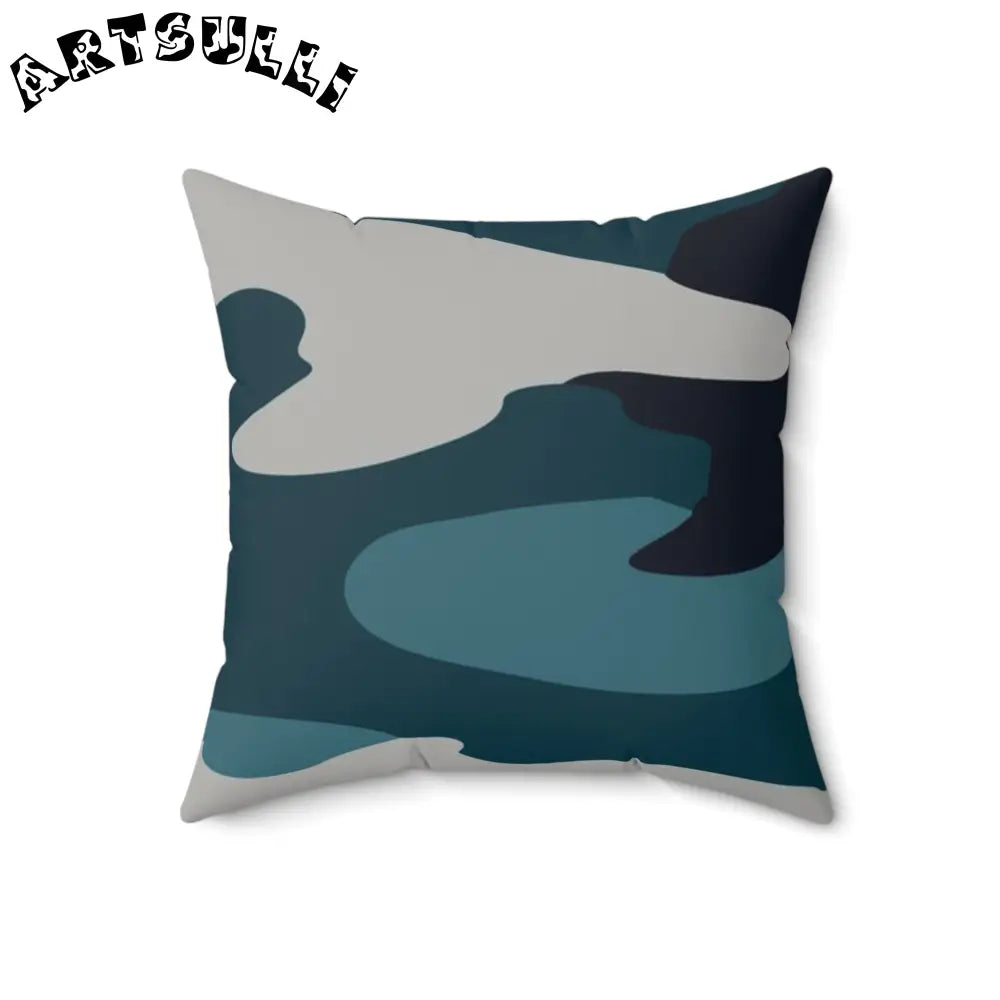 JAKKOUTTHEBXX Blue Camouflage Faux Suede Square Pillow JAKKOUTTHEBXX