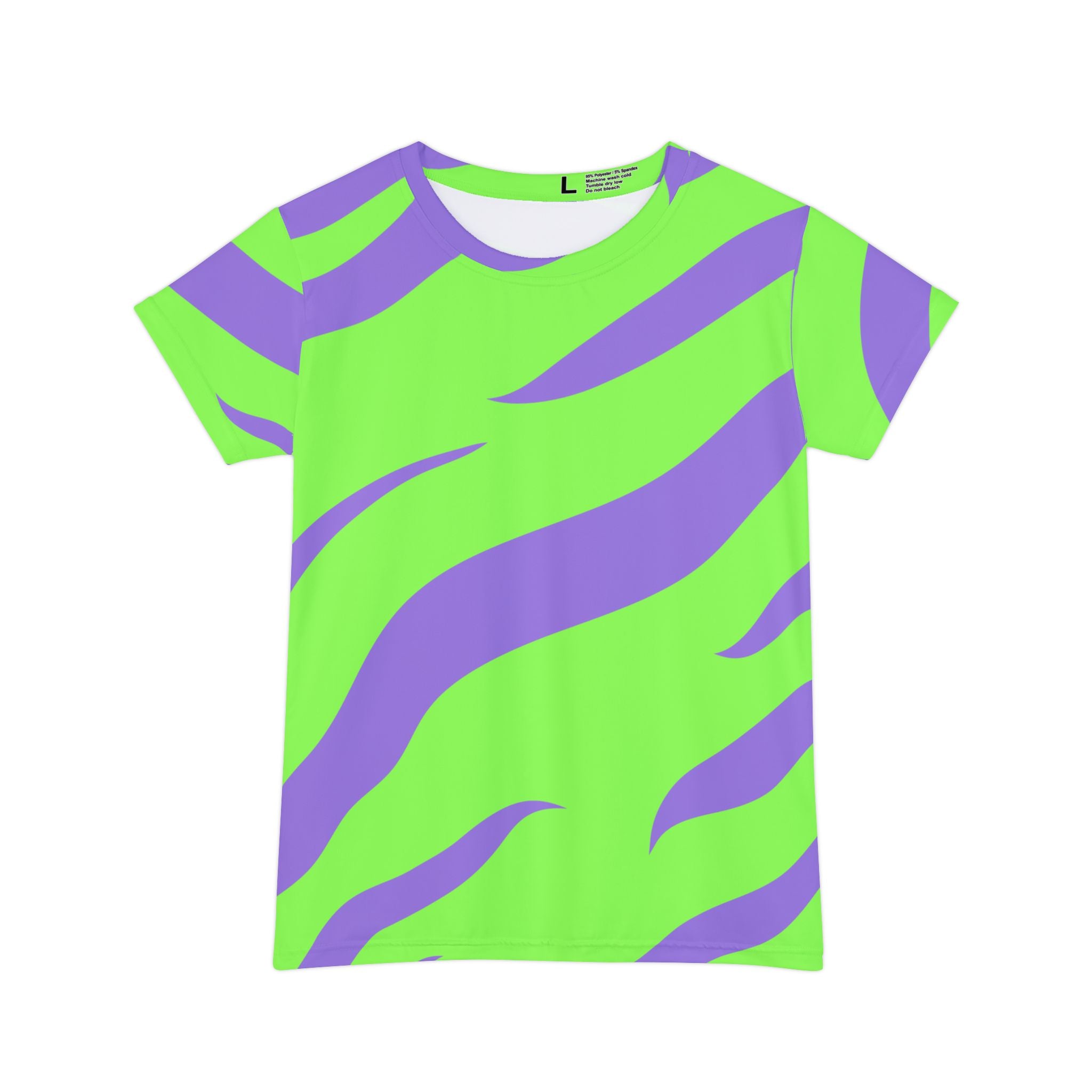 Tyrannosaurus Print Green and Purple Women's Short Sleeve Shirt (AOP), Artsulli - Art is Long, Life is Short, All Over Prints, Size, XS, , , , , 15289951243643