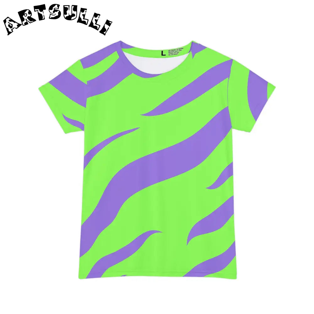 JAKKOUTTHEBXX Tyrannosaurus Print Green and Purple Women’s Short