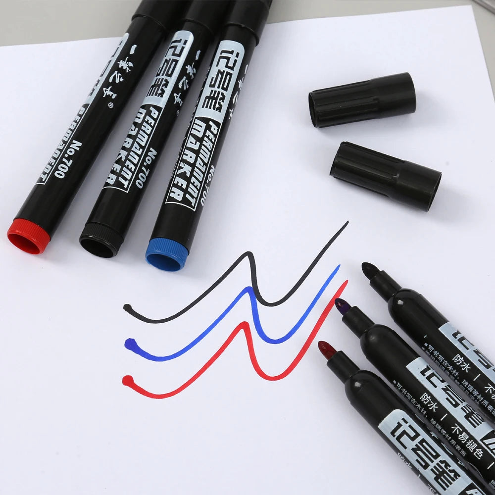 1-100Pcs Waterproof Oil-based Marker Pen Quick Dry Black Blue Red Ink Permanent for Metal Glass Stationery Art School Supply