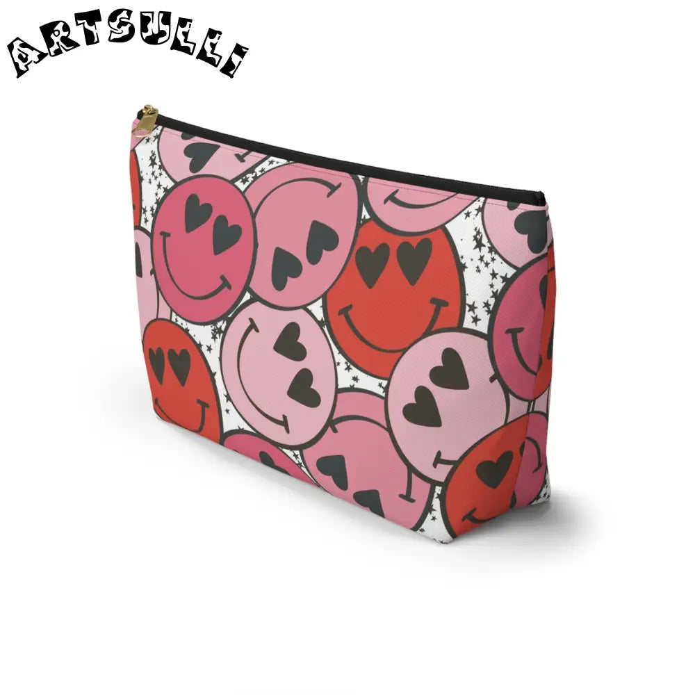 JAKKOUTTHEBXX Smiley Face x Heart Eyes Red and Pink cessory Pouch w