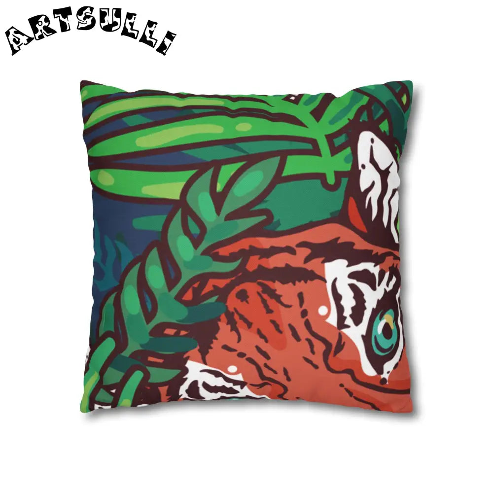 JAKKOUTTHEBXX Tropical Jungle Tigers Blue and Green Spun Polyester