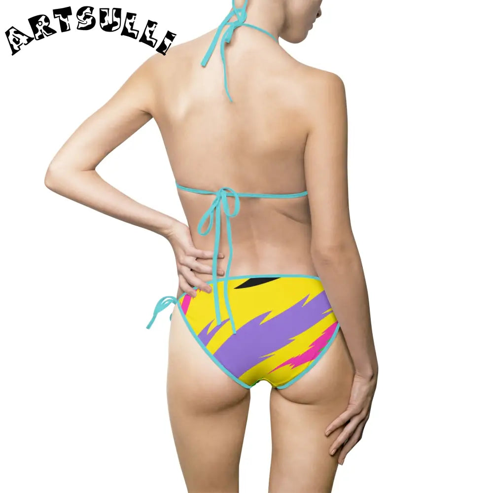 JAKKOUTTHEBXX Illustration Printed Bikini Swimsuit in Muted Pastel Colors 2025