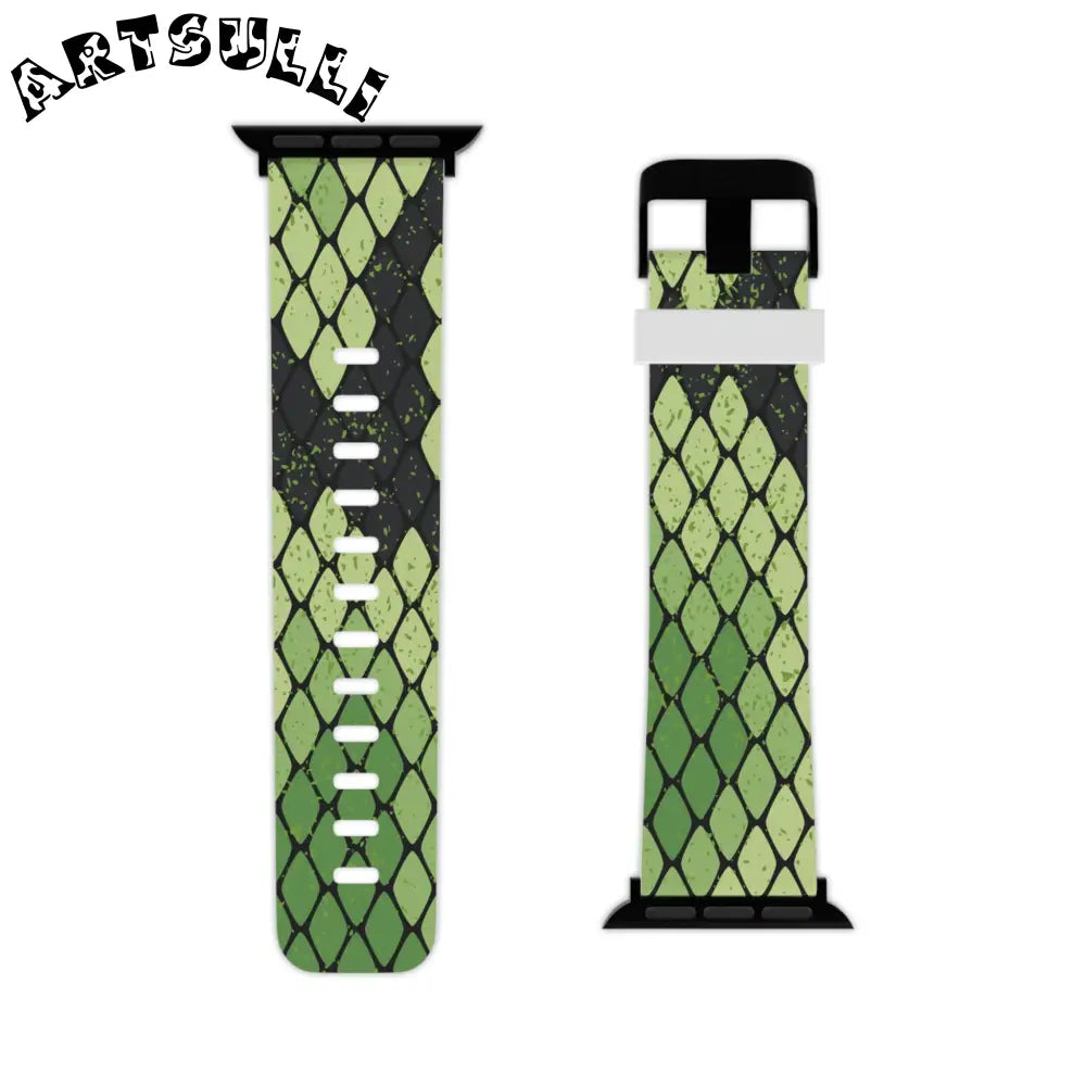 JAKKOUTTHEBXX Snake Skin Green and Black Watch Band for Apple Watch