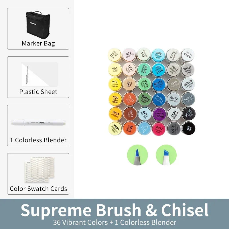 Buy The Best By Artsulli - Art is Long Life Short - Ohuhu Honolulu Plus Marker Pen Set Color Markers Alcohol Refillable Dual Tips