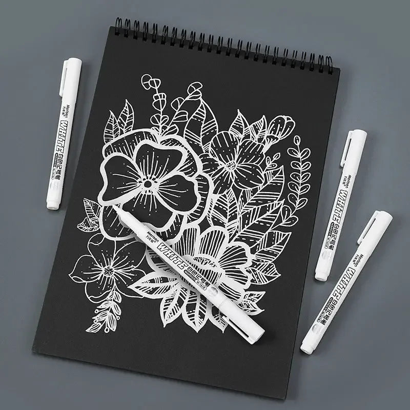 1/2/3/4/5Pcs White Marker Pens 2.0mm Oily Waterproof White DIY Graffiti Sketching Markers Stationery Wrting School Supplies