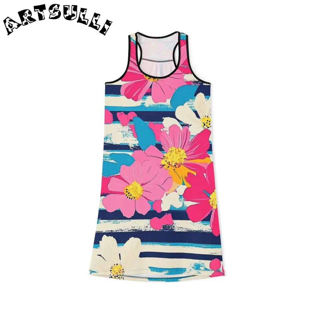 JAKKOUTTHEBXX Dayglo Floral Stripes II Multi-Color Women’s Racerback