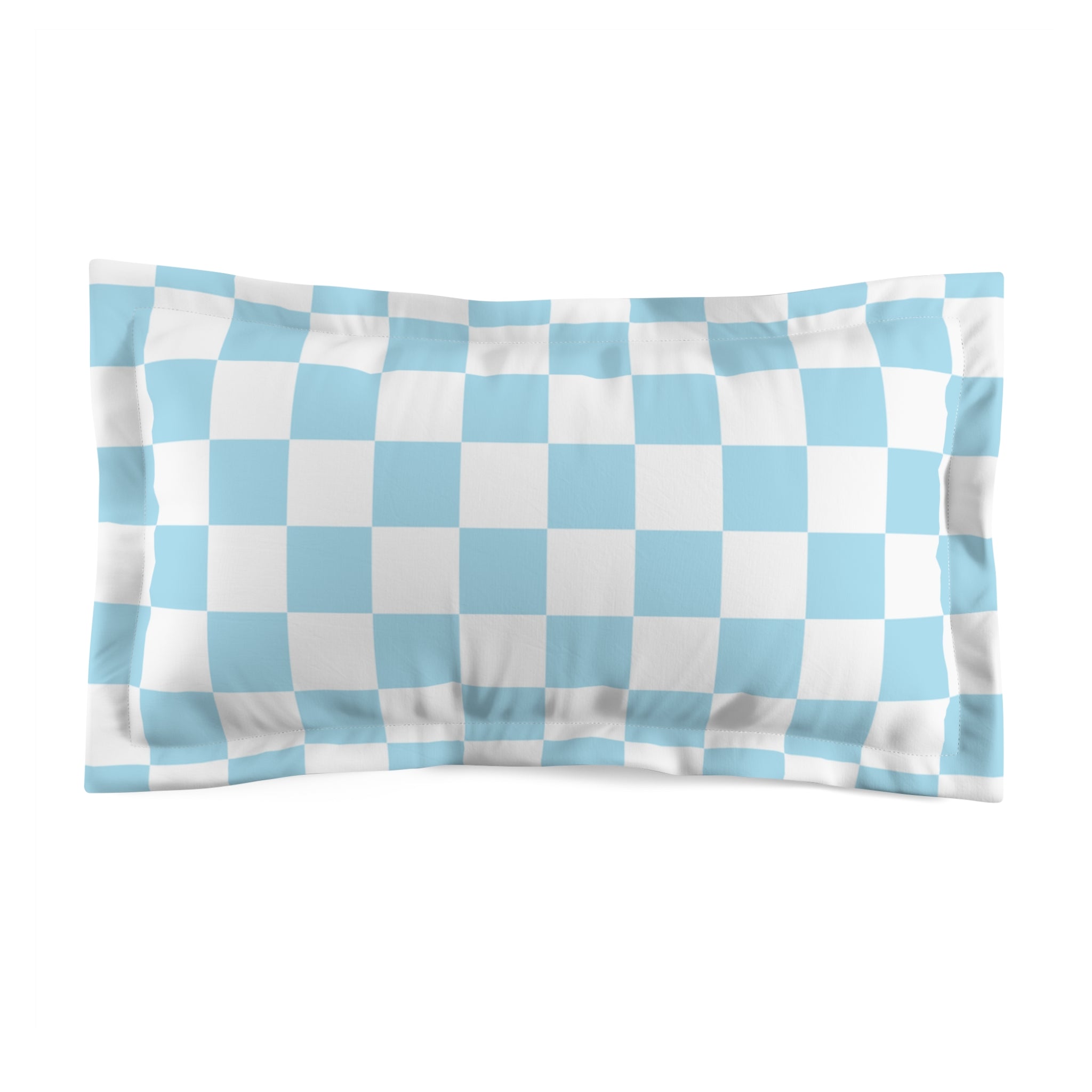 Checkerboard Sky Blue Microfiber Pillow Sham, Artsulli - Art is Long, Life is Short, Home Decor, Size, King, , , , , 20044947644223948818