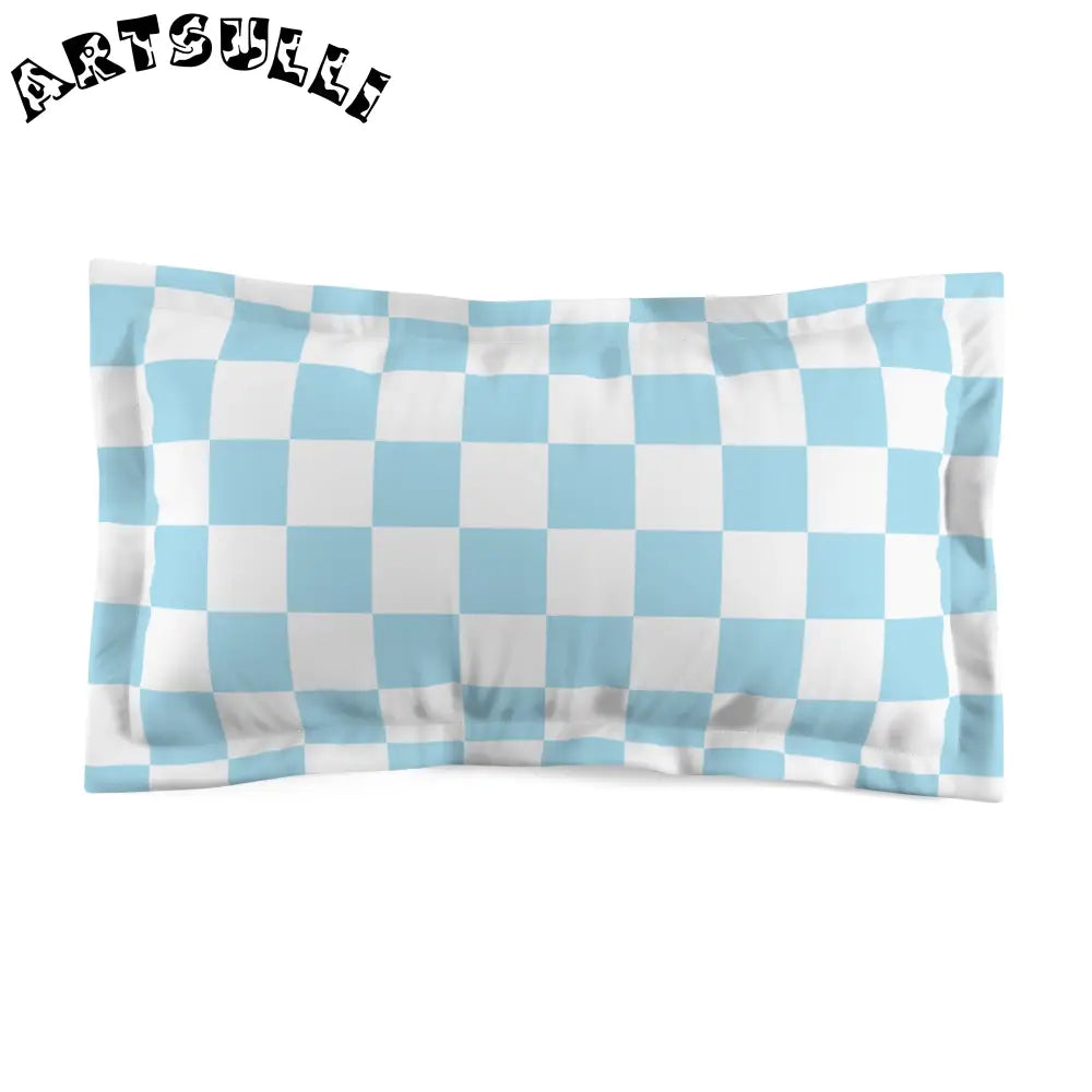 JAKKOUTTHEBXX Checkerboard Sky Blue Microfiber Pillow Sham