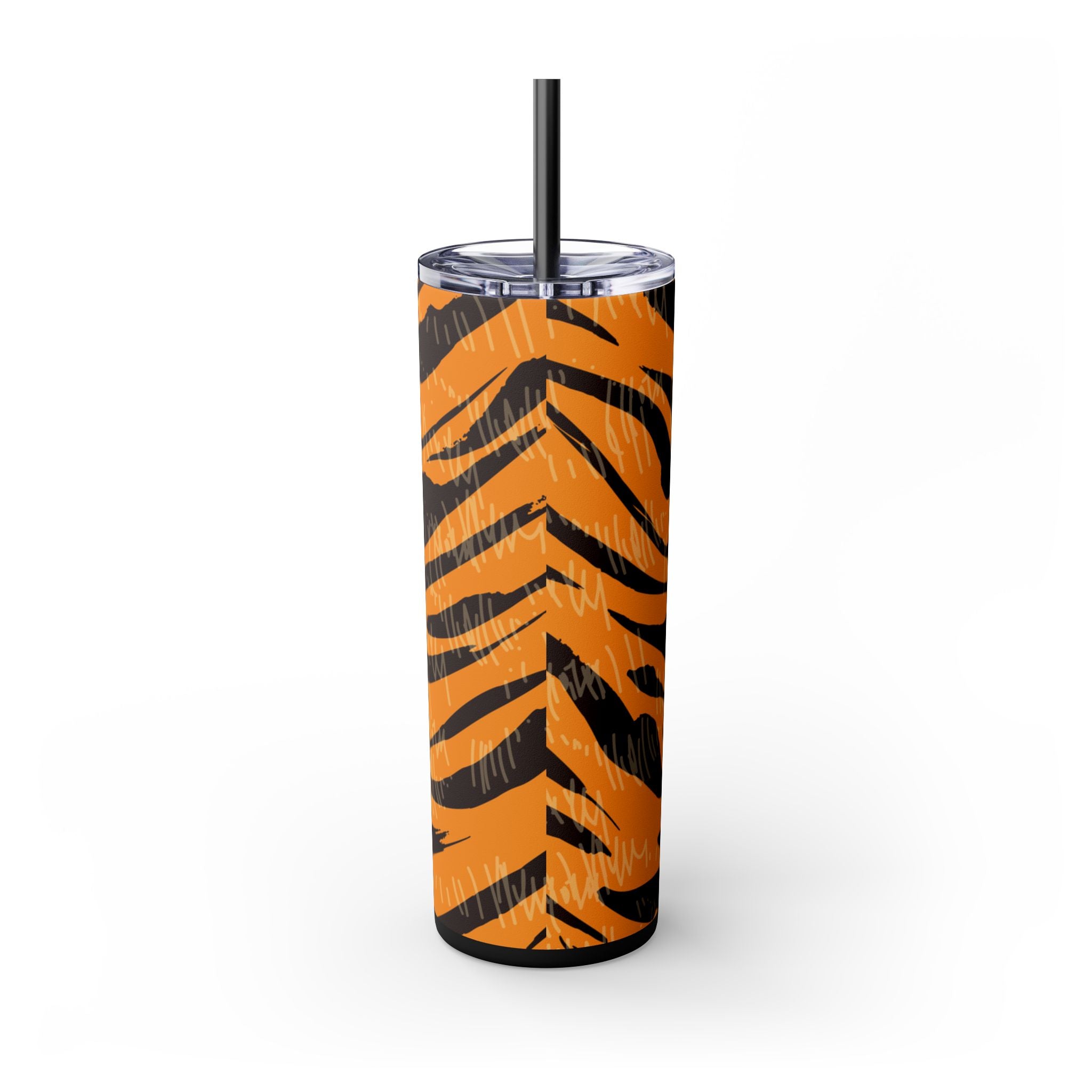 Tiger Scratches Orange & Black Skinny Tumbler with Straw, 20oz, Artsulli - Art is Long, Life is Short, Mug, , , , , , , 