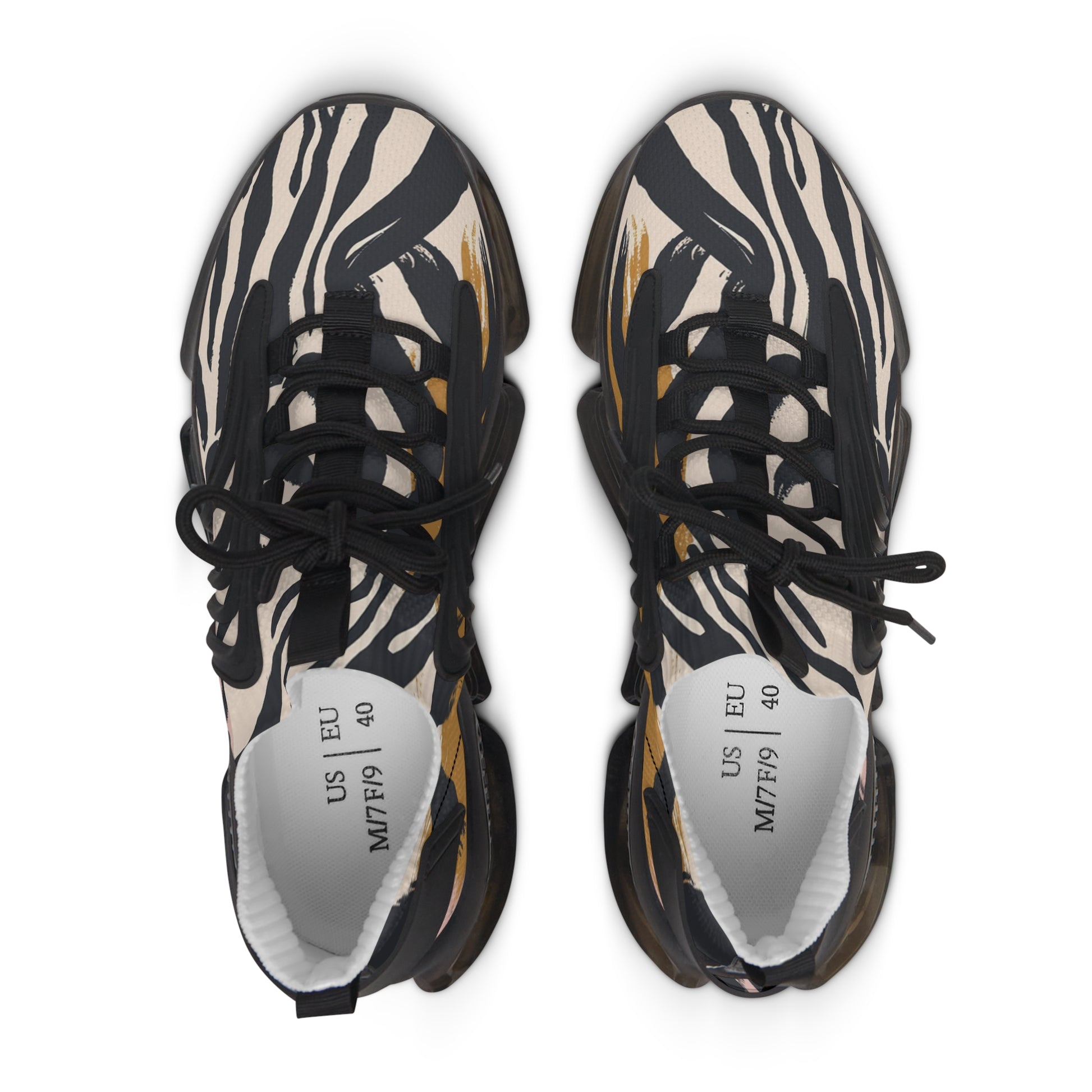 Beige Zebra Jungle Flats Women's Mesh Sneakers, Artsulli - Art is Long, Life is Short, Shoes, , , , , , , 