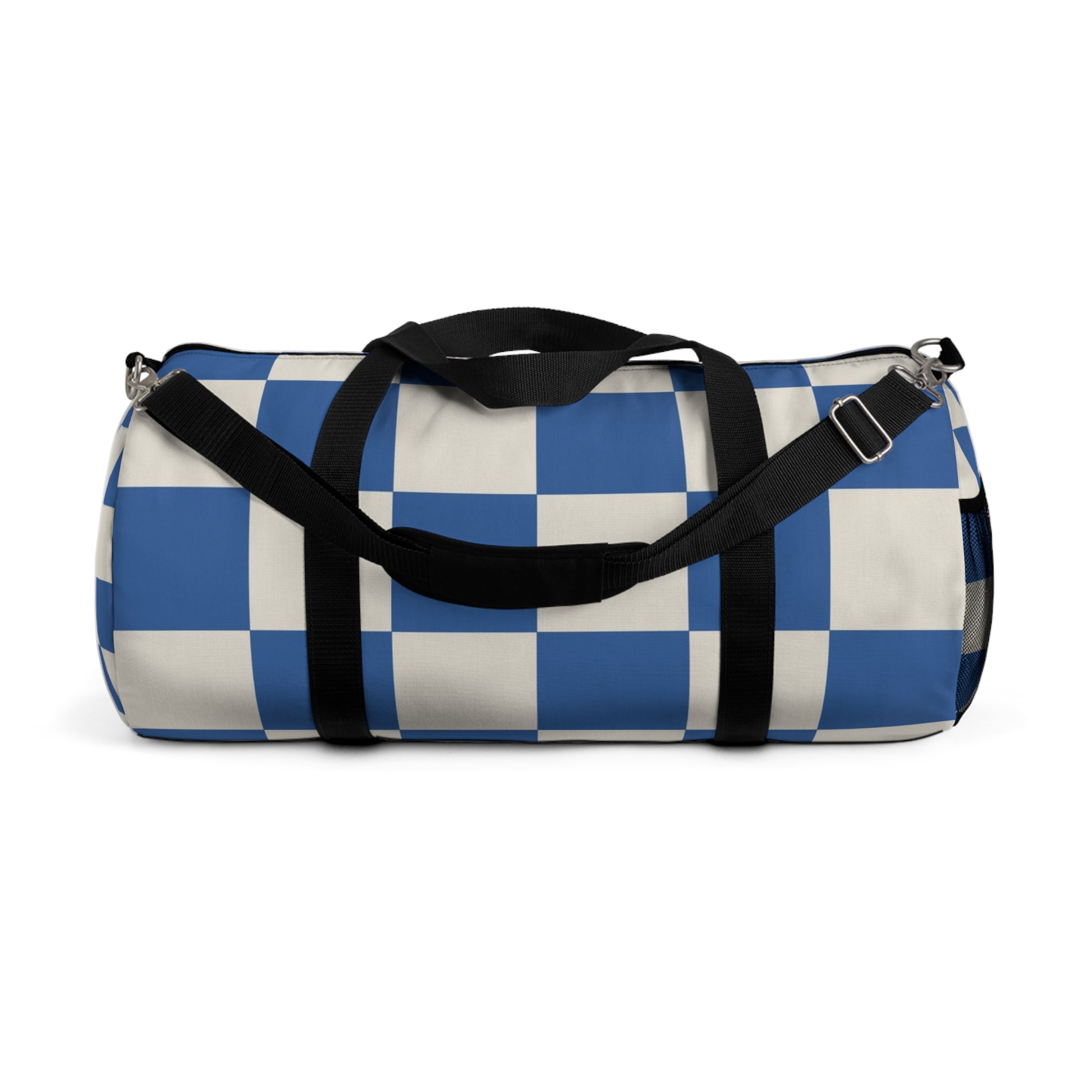 Checkerboard Blue Duffel Bag, Artsulli - Art is Long, Life is Short, Bags, Size, Large, , , , , 32537499550852491267