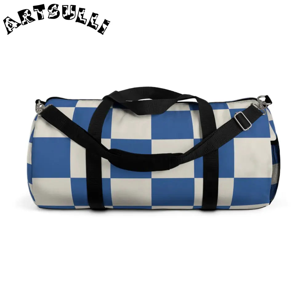 JAKKOUTTHEBXX Checkerboard Blue Duffel Bag JAKKOUTTHEBXX Artsulli