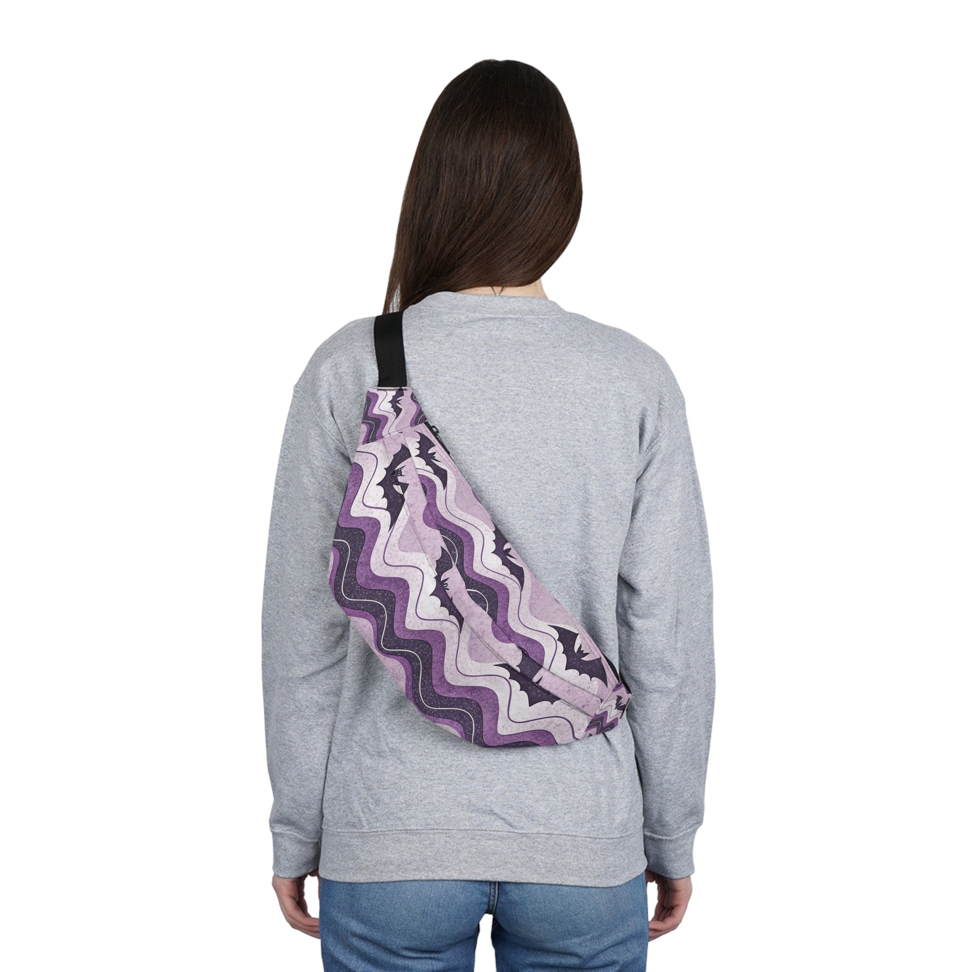 Bat Wave Large Fanny Pack, Artsulli - Art is Long, Life is Short, Bags, , , , , , , 